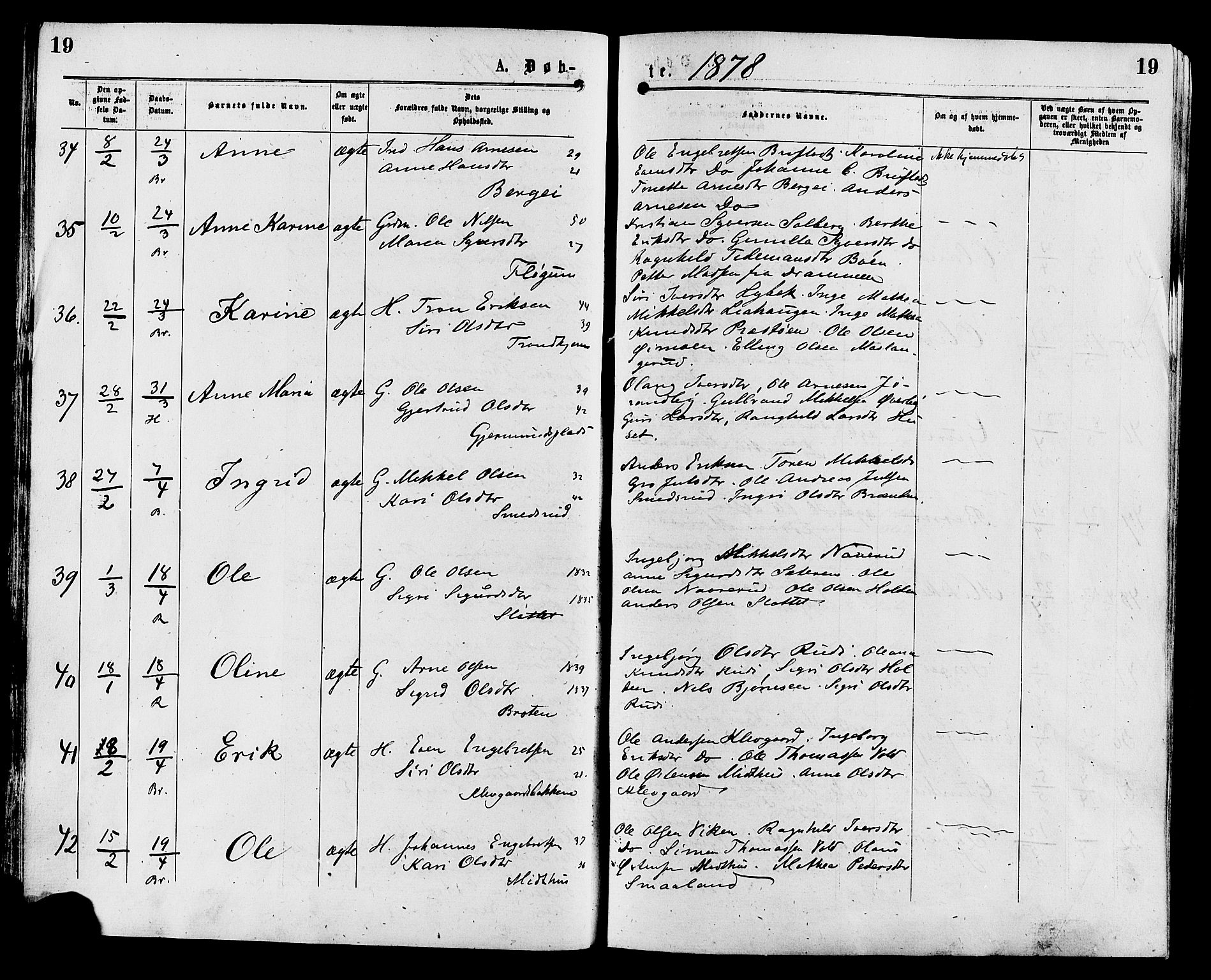 Sør-Aurdal prestekontor, AV/SAH-PREST-128/H/Ha/Haa/L0008: Ministerialbok nr. 8, 1877-1885, s. 19