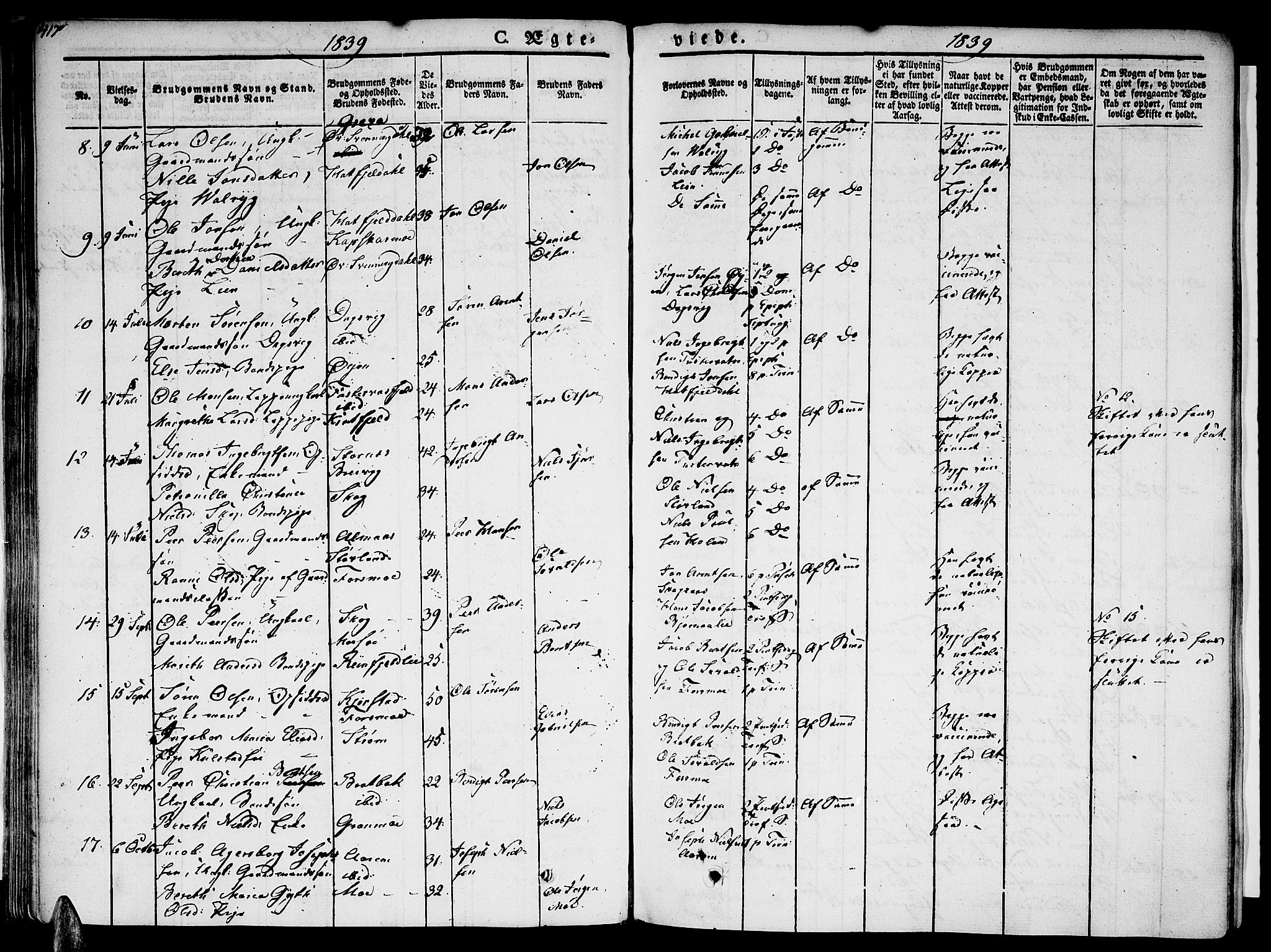 Ministerialprotokoller, klokkerbøker og fødselsregistre - Nordland, SAT/A-1459/820/L0290: Ministerialbok nr. 820A11, 1826-1845, s. 417