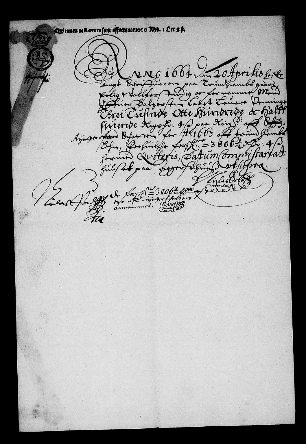 Rentekammeret inntil 1814, Reviderte regnskaper, Stiftamtstueregnskaper, Trondheim stiftamt og Nordland amt, AV/RA-EA-6044/R/Rd/L0007: Trondheim stiftamt, 1663