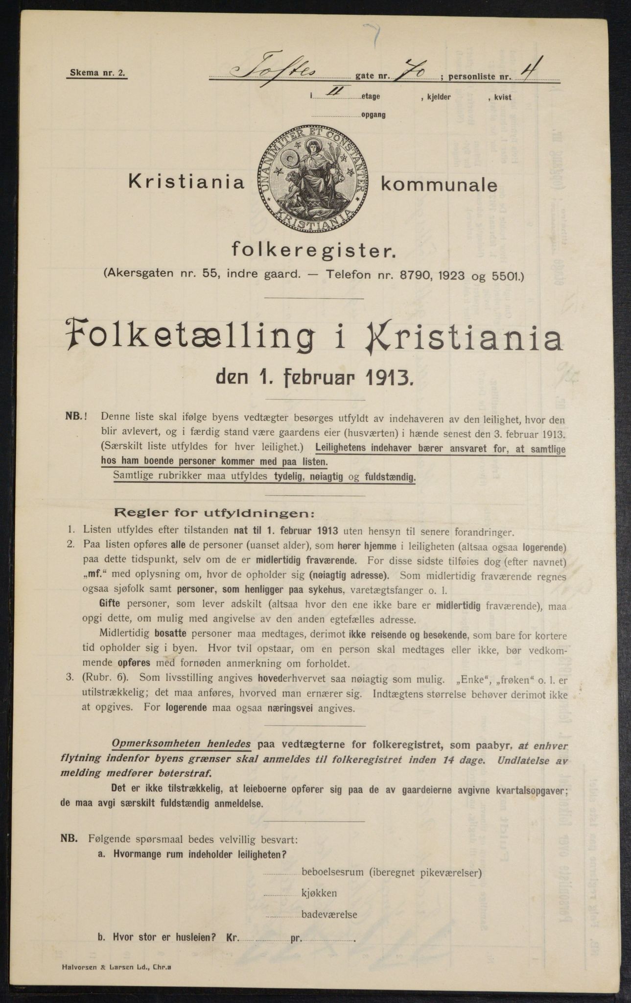 OBA, Kommunal folketelling 1.2.1913 for Kristiania, 1913, s. 113082