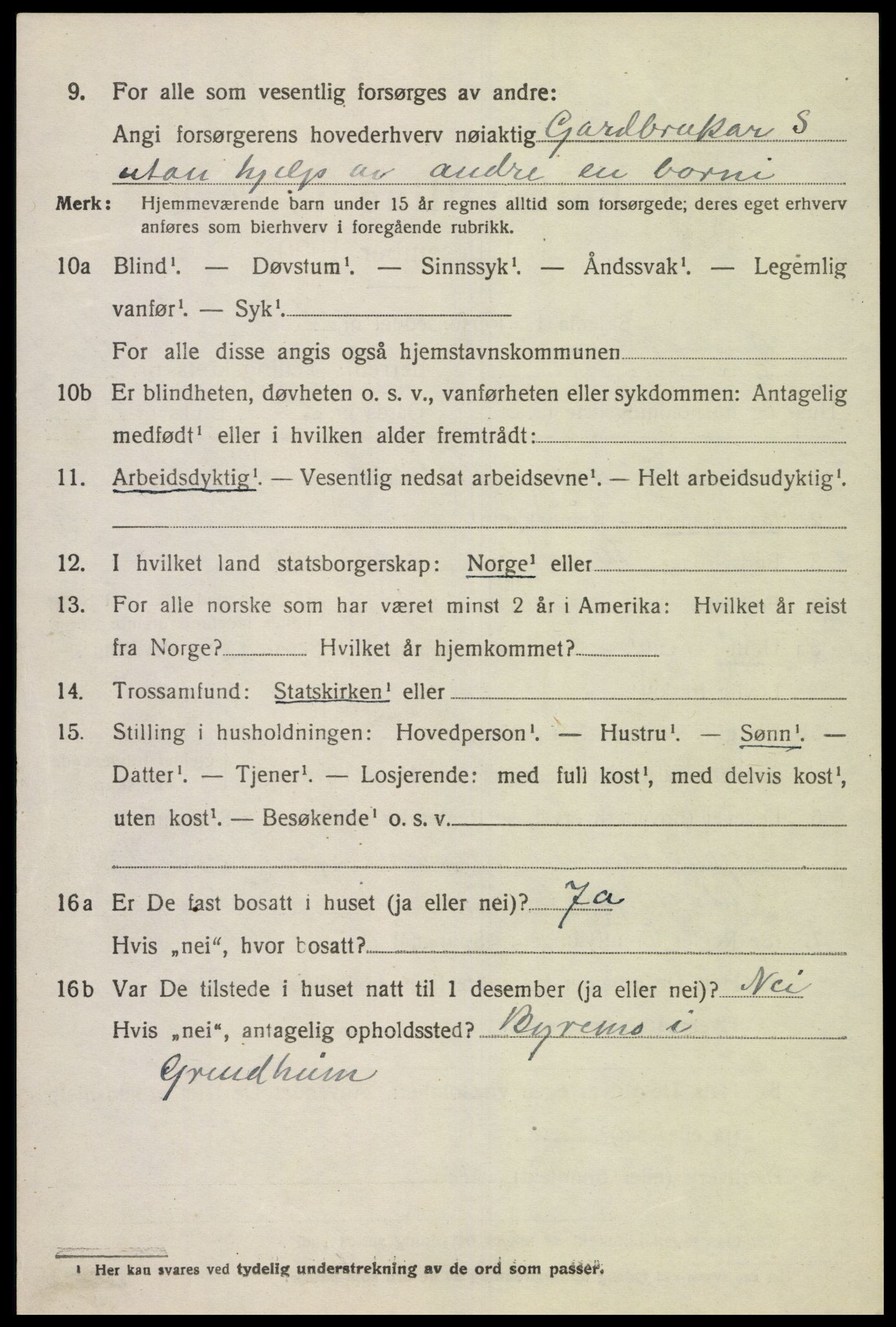 SAK, Folketelling 1920 for 1025 Grindheim herred, 1920, s. 1412