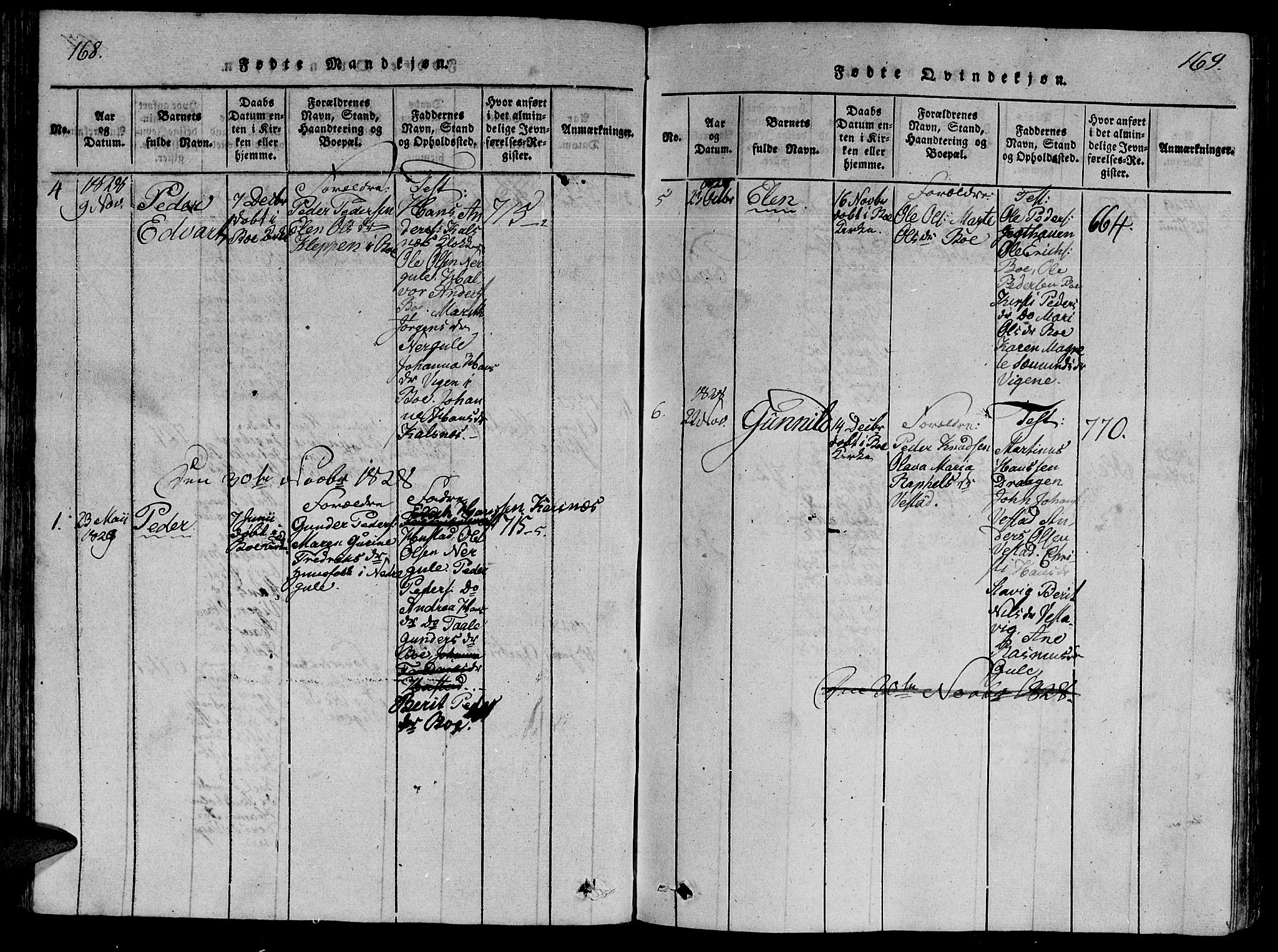 Ministerialprotokoller, klokkerbøker og fødselsregistre - Møre og Romsdal, AV/SAT-A-1454/566/L0763: Ministerialbok nr. 566A03 /1, 1817-1829, s. 168-169