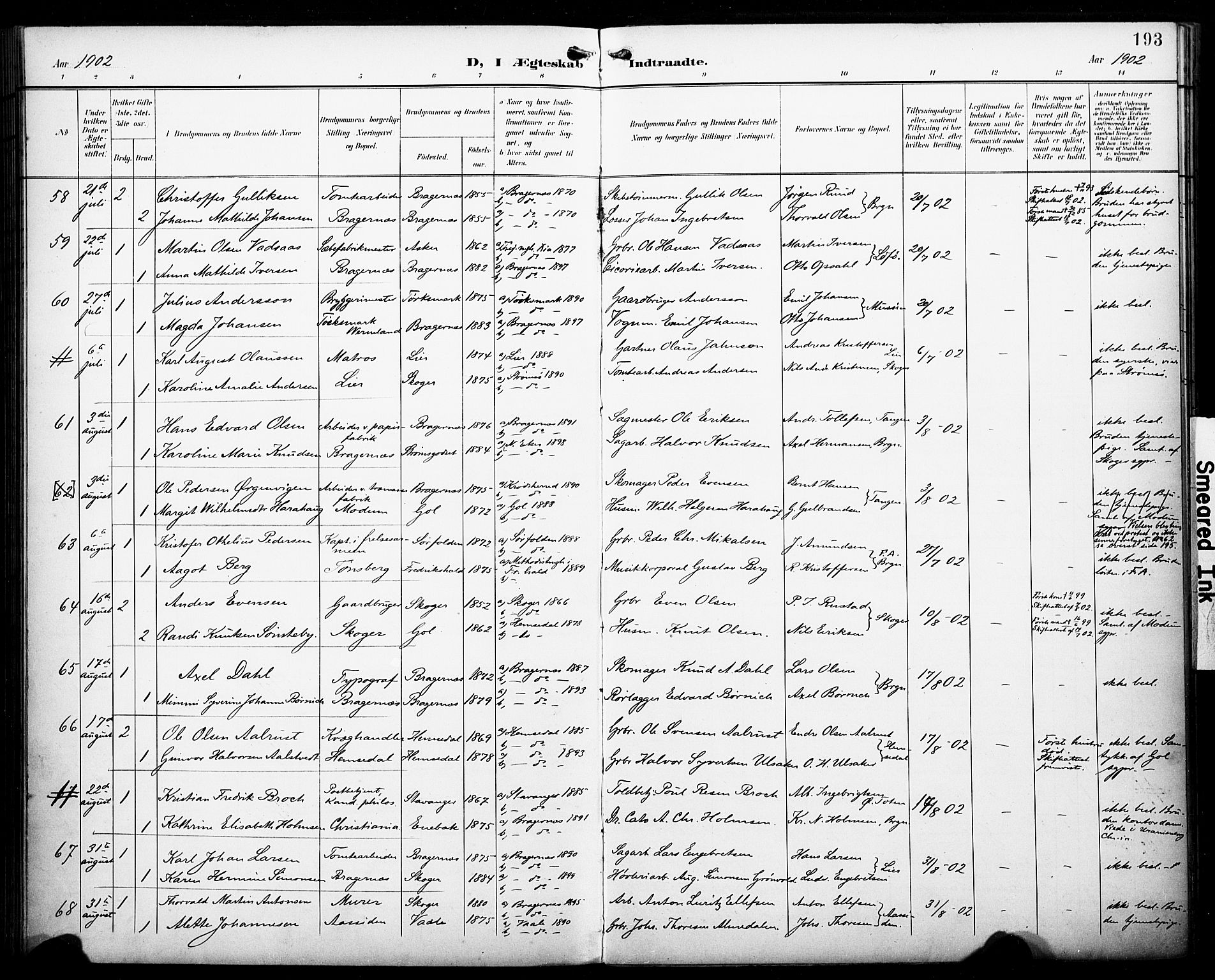 Bragernes kirkebøker, AV/SAKO-A-6/F/Fc/L0007: Ministerialbok nr. III 7, 1898-1909, s. 193