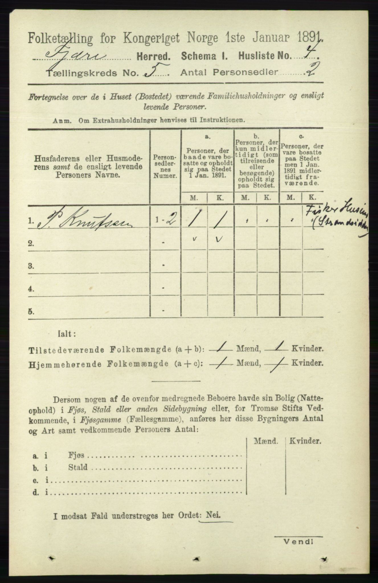 RA, Folketelling 1891 for 0923 Fjære herred, 1891, s. 2334