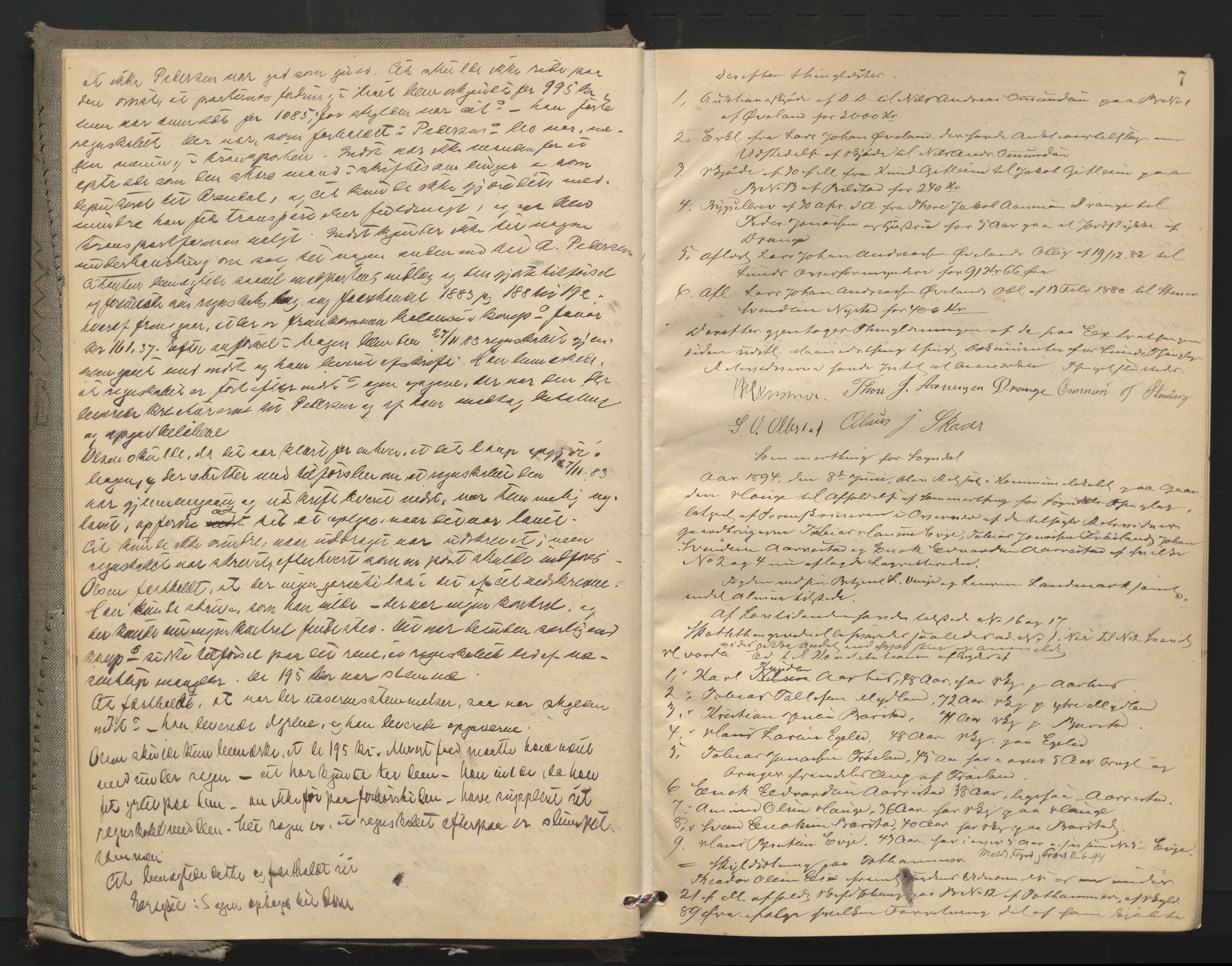 Dalane sorenskriveri, AV/SAST-A-100309/001/3/30/30BA/L0005: TINGBOK, 1894-1898, s. 6b-7a
