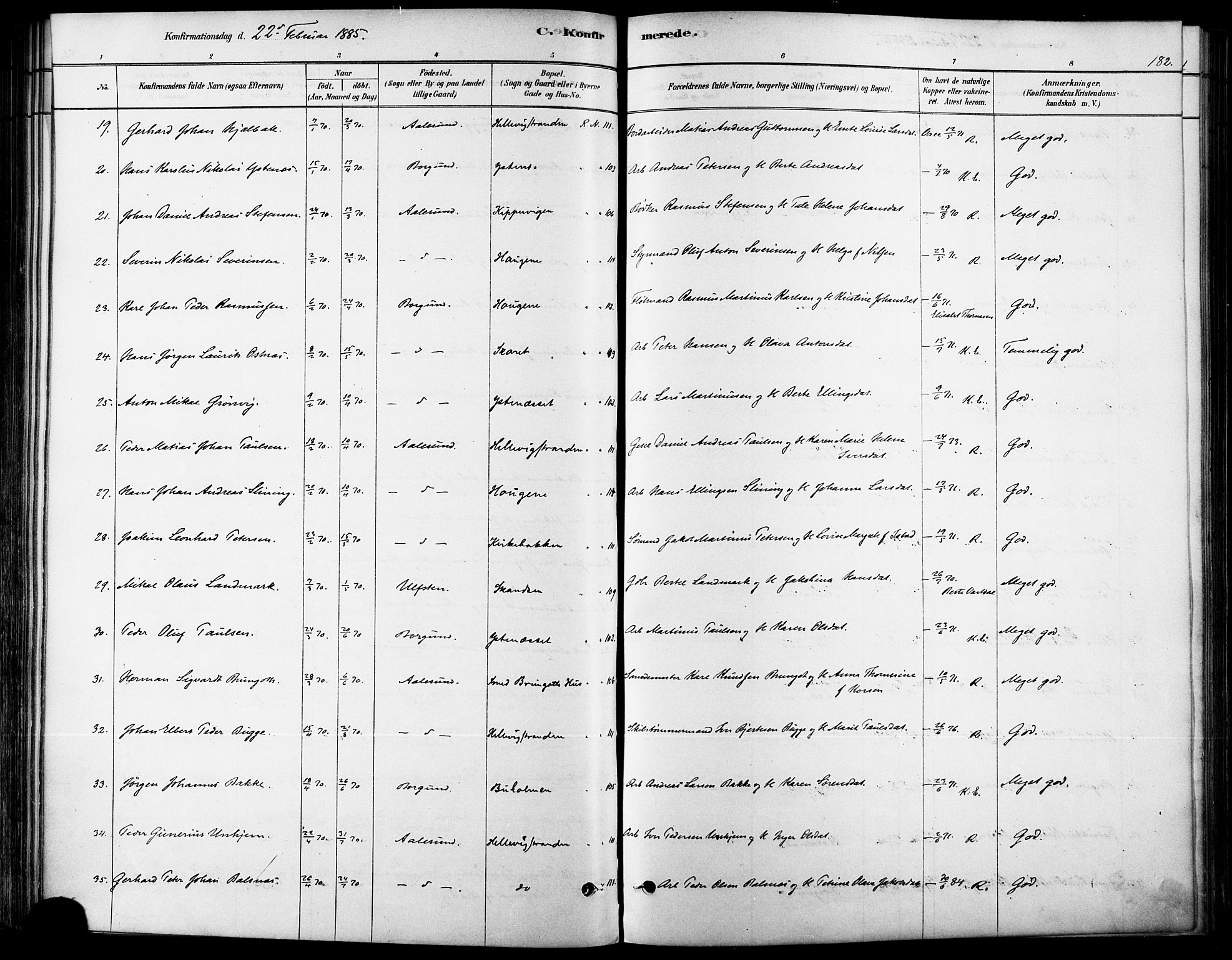 Ministerialprotokoller, klokkerbøker og fødselsregistre - Møre og Romsdal, SAT/A-1454/529/L0454: Ministerialbok nr. 529A04, 1878-1885, s. 182