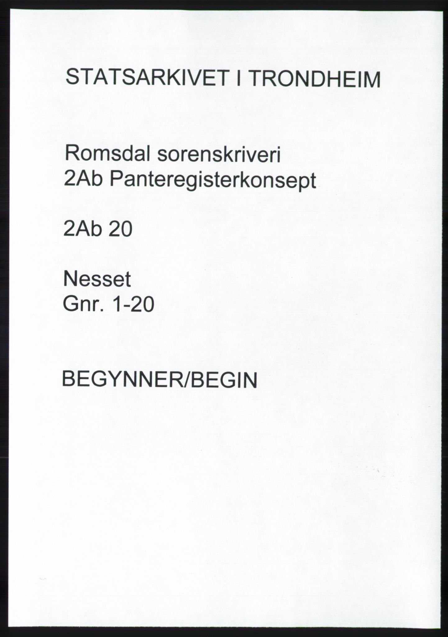 Romsdal sorenskriveri, SAT/A-4149/1/2/2Ab/L0020: Panteregister nr. 20