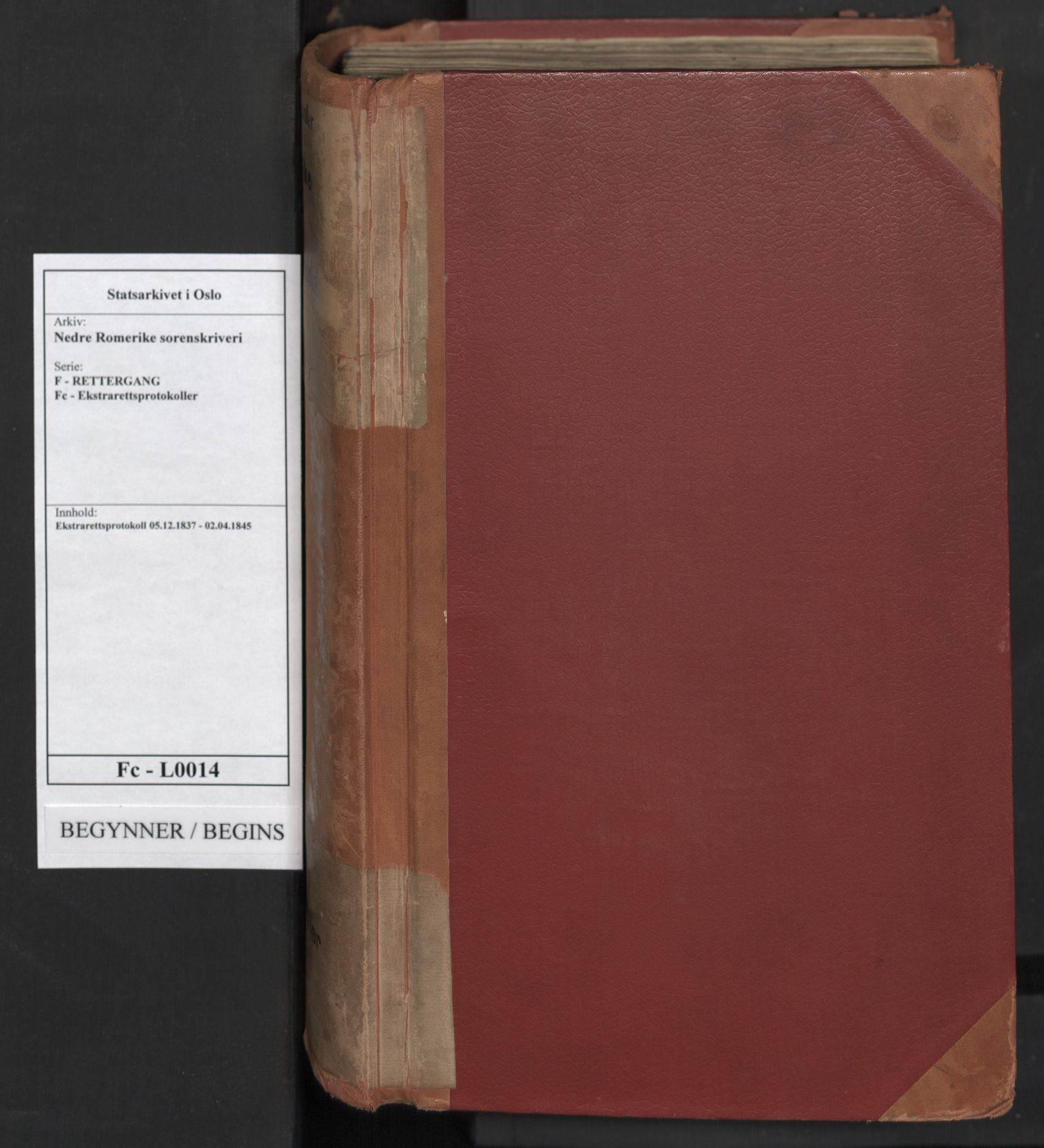 Nedre Romerike sorenskriveri, SAO/A-10469/F/Fc/L0014: Ekstrarettsprotokoll, 1837-1845