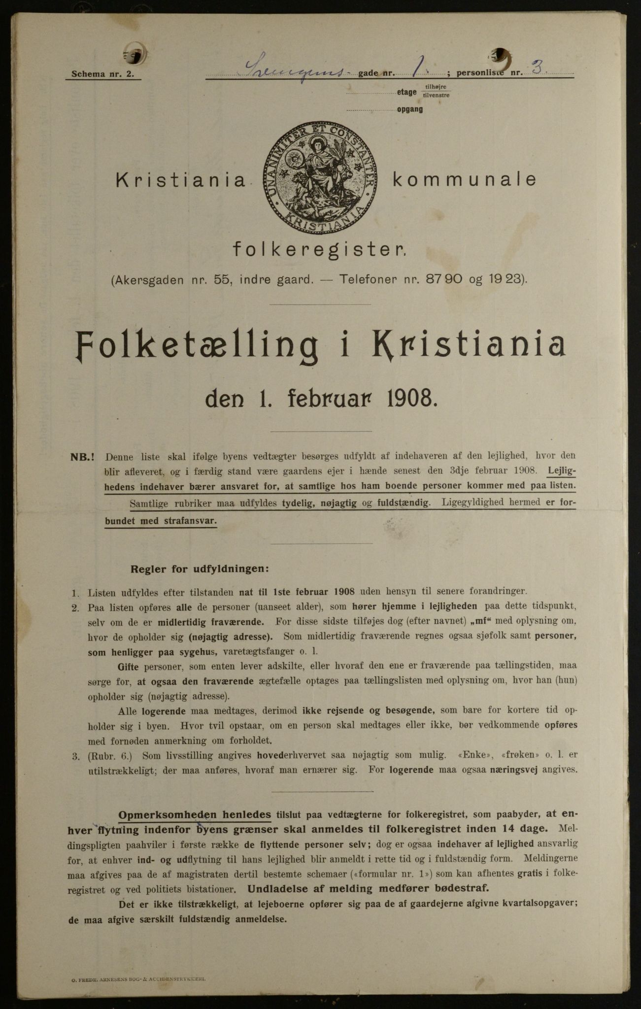 OBA, Kommunal folketelling 1.2.1908 for Kristiania kjøpstad, 1908, s. 95417