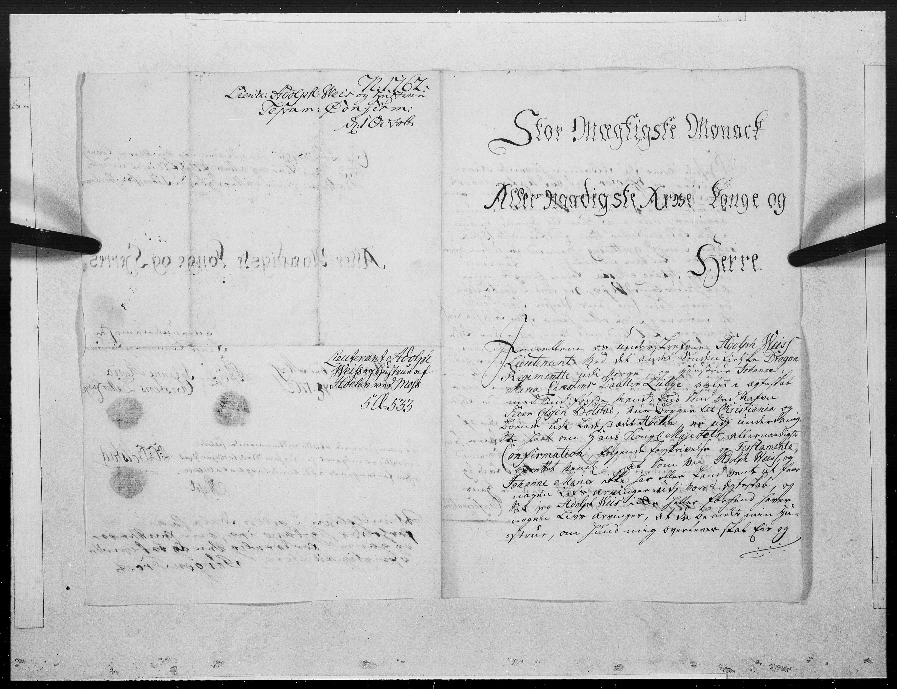 Danske Kanselli 1572-1799, RA/EA-3023/F/Fc/Fcc/Fcca/L0184: Norske innlegg 1572-1799, 1762, s. 175