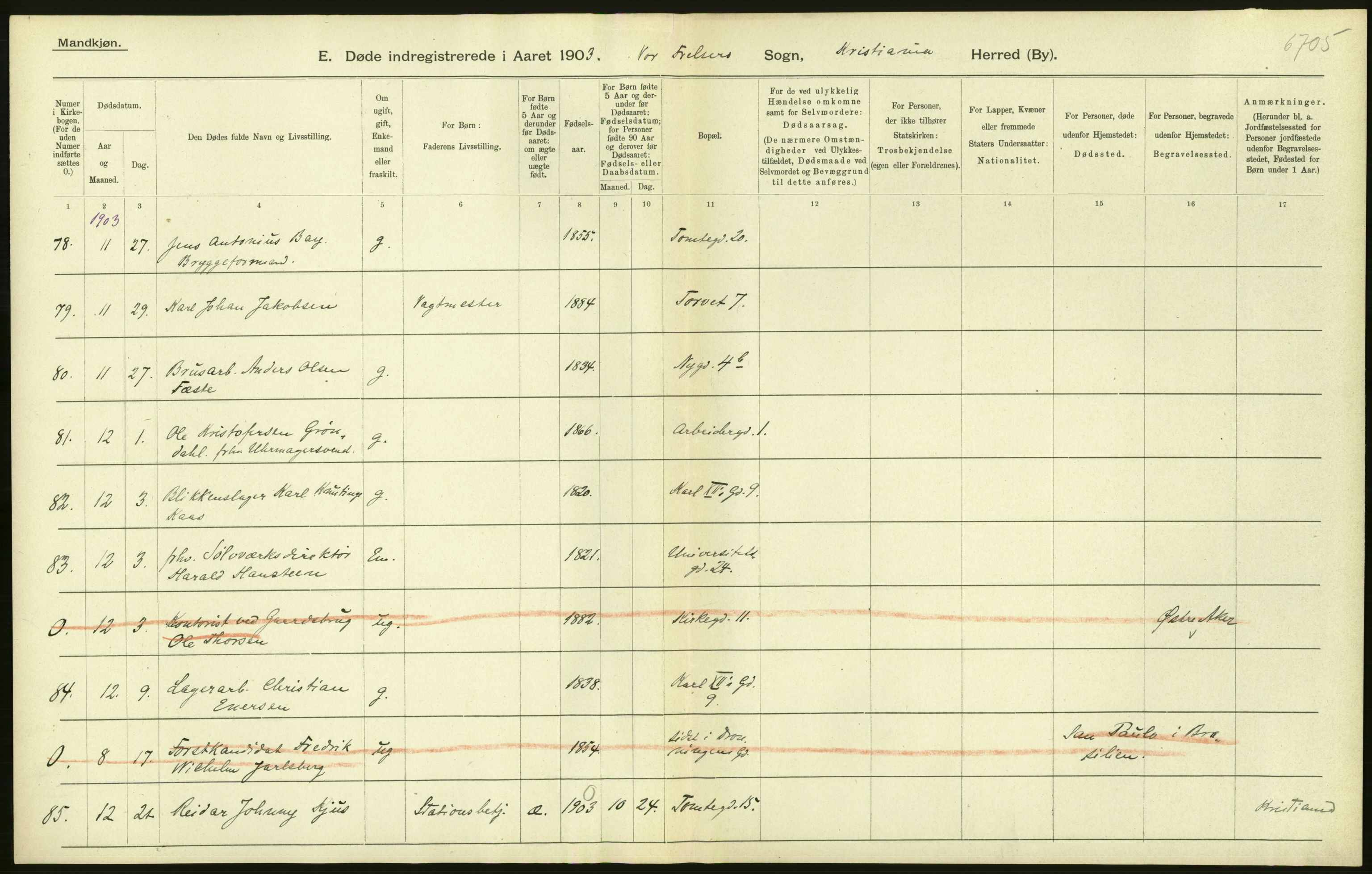 Statistisk sentralbyrå, Sosiodemografiske emner, Befolkning, AV/RA-S-2228/D/Df/Dfa/Dfaa/L0004: Kristiania: Gifte, døde, 1903, s. 118