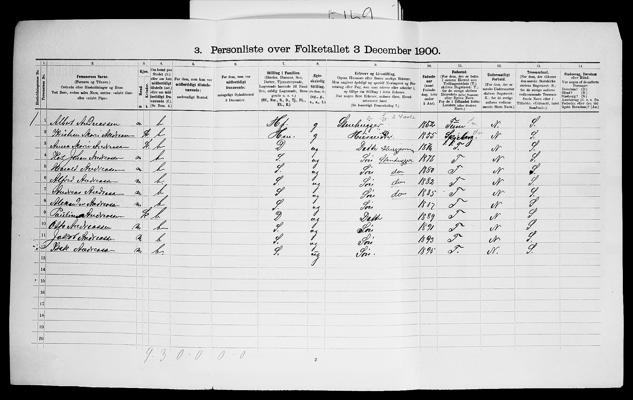 SAO, Folketelling 1900 for 0132 Glemmen herred, 1900