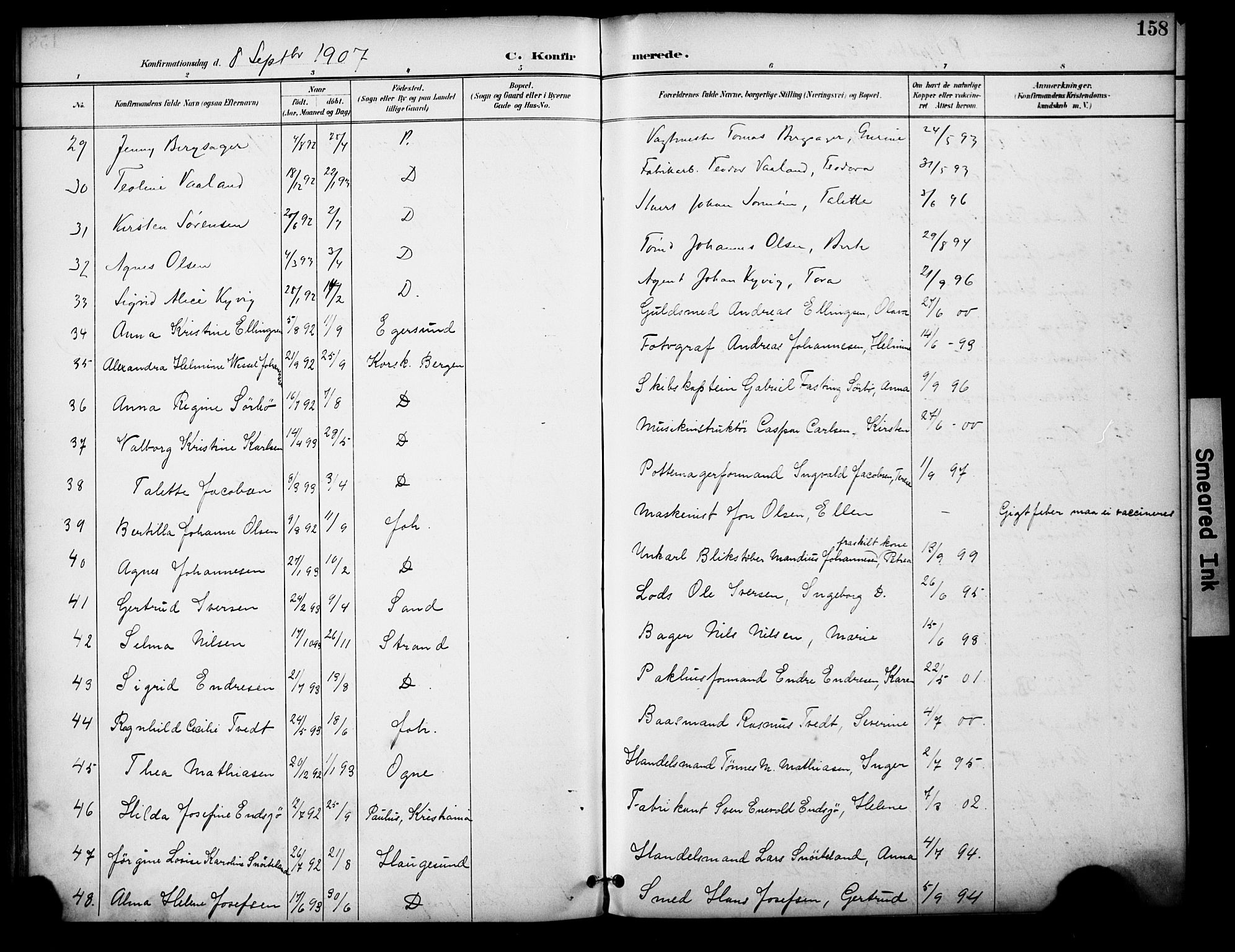 Domkirken sokneprestkontor, SAST/A-101812/001/30/30BA/L0031: Ministerialbok nr. A 30, 1896-1916, s. 158