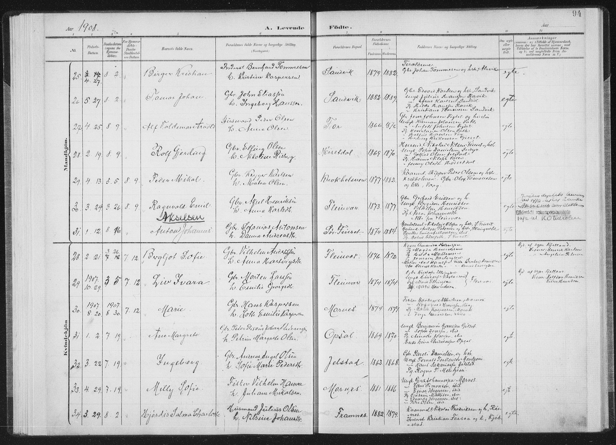 Ministerialprotokoller, klokkerbøker og fødselsregistre - Nordland, AV/SAT-A-1459/805/L0102: Ministerialbok nr. 805A08I, 1900-1909, s. 94