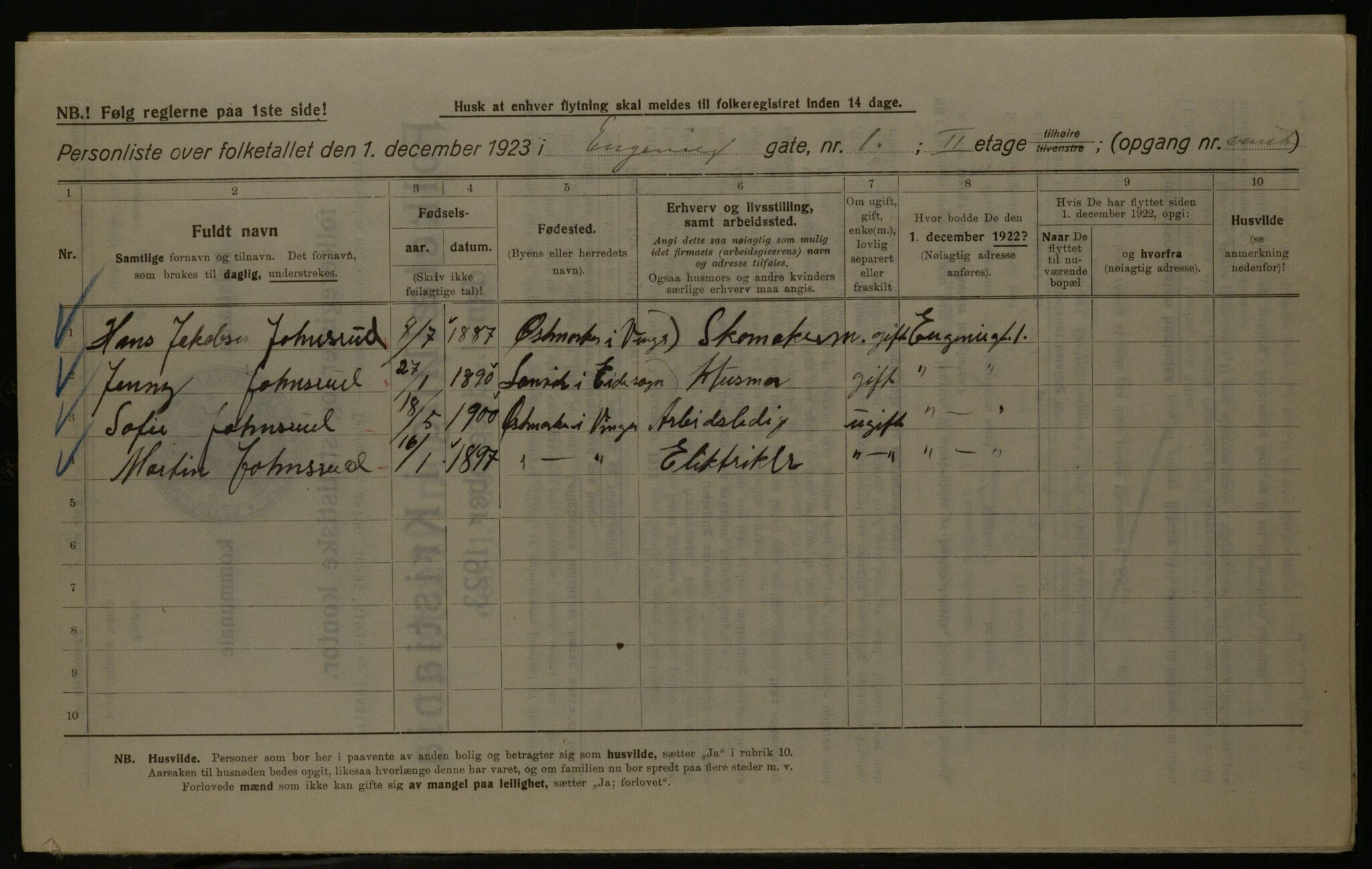 OBA, Kommunal folketelling 1.12.1923 for Kristiania, 1923, s. 25534