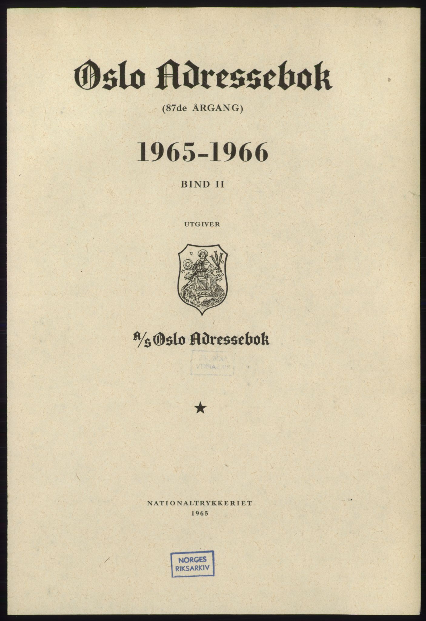 Kristiania/Oslo adressebok, PUBL/-, 1965-1966