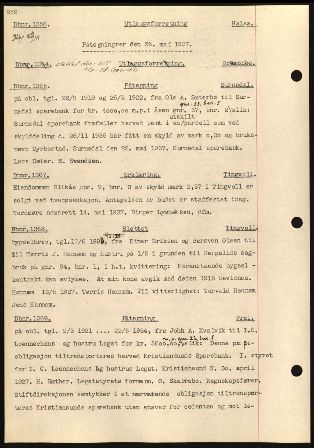 Nordmøre sorenskriveri, AV/SAT-A-4132/1/2/2Ca: Pantebok nr. C80, 1936-1939, Dagboknr: 1356/1937