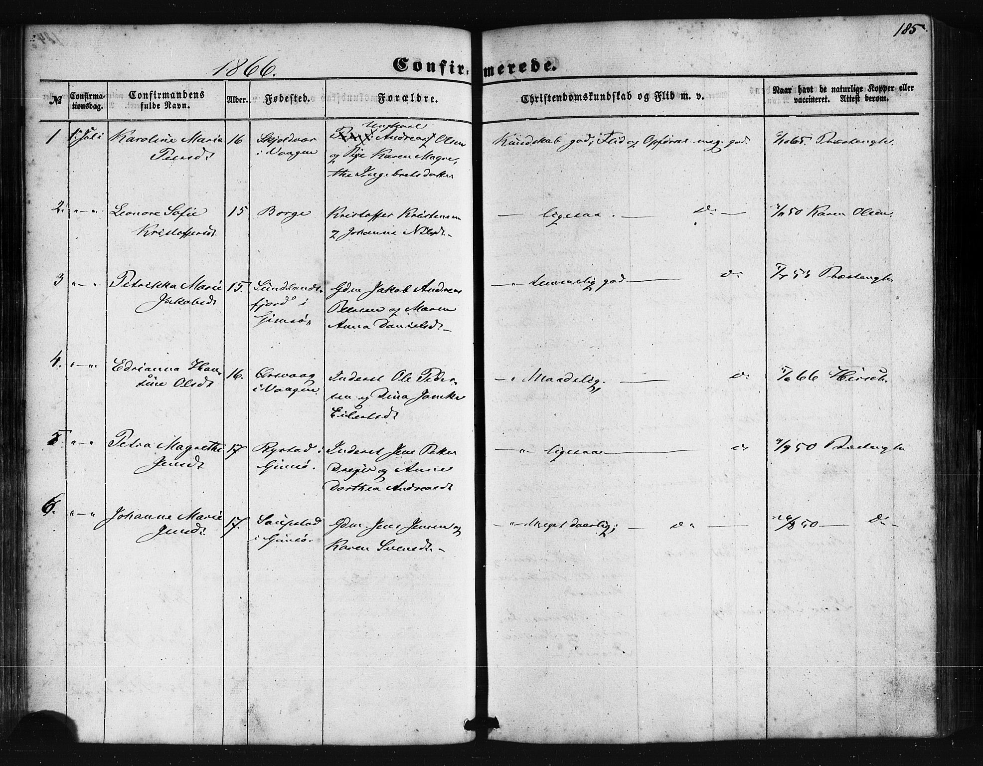 Ministerialprotokoller, klokkerbøker og fødselsregistre - Nordland, SAT/A-1459/876/L1095: Ministerialbok nr. 876A01, 1863-1885, s. 185