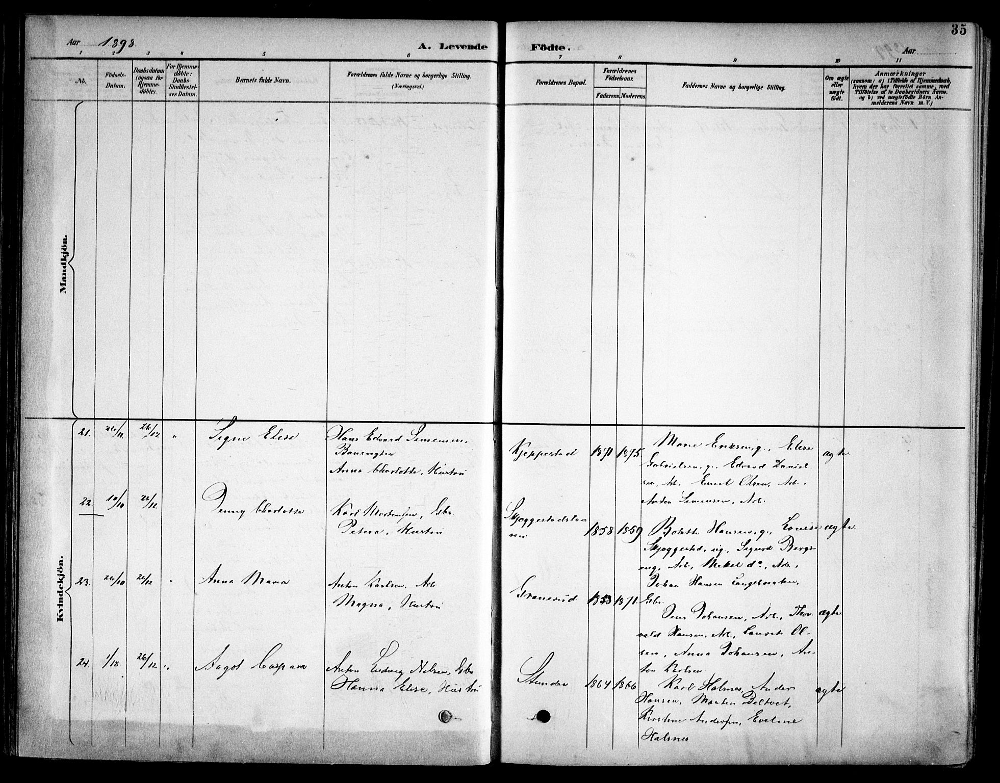 Kråkstad prestekontor Kirkebøker, SAO/A-10125a/F/Fb/L0002: Ministerialbok nr. II 2, 1893-1917, s. 35