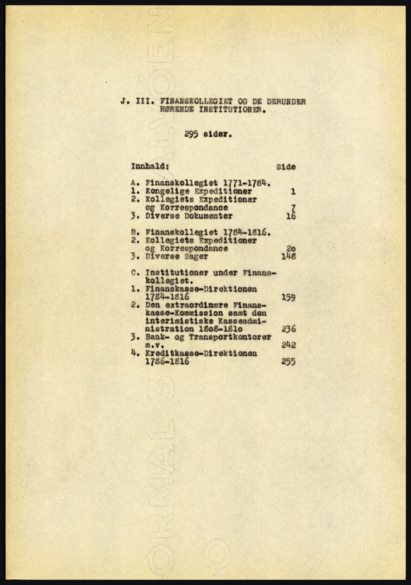 Riksarkivet, Seksjon for eldre arkiv og spesialsamlinger, AV/RA-EA-6797/H/Ha, 1953