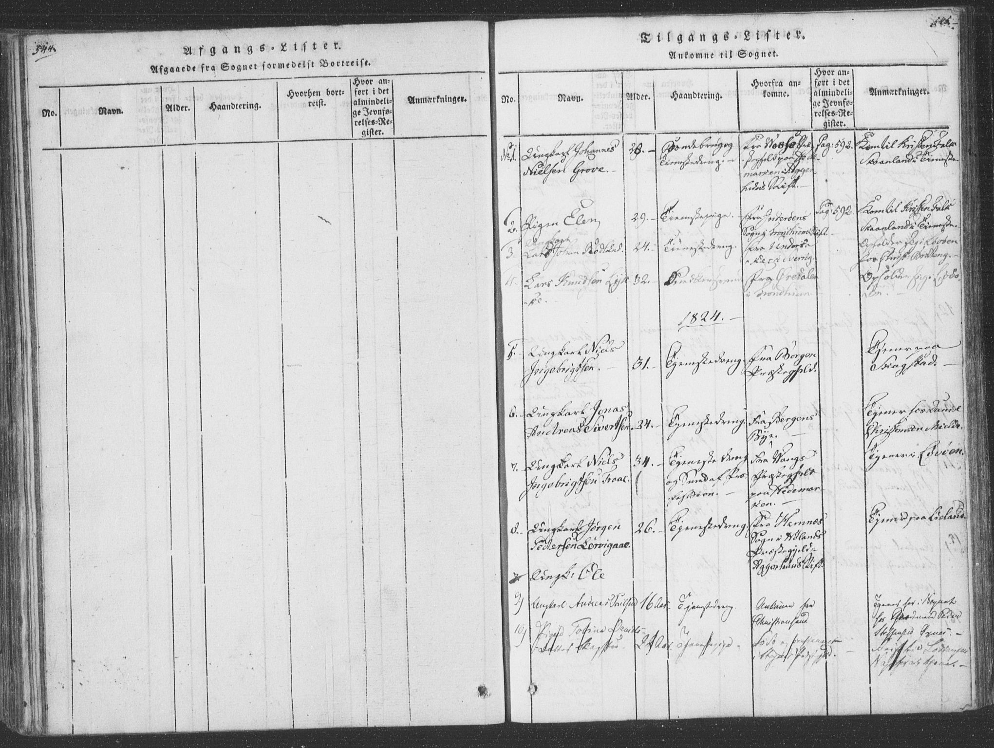 Ministerialprotokoller, klokkerbøker og fødselsregistre - Nordland, SAT/A-1459/855/L0798: Ministerialbok nr. 855A06, 1821-1835, s. 544-545