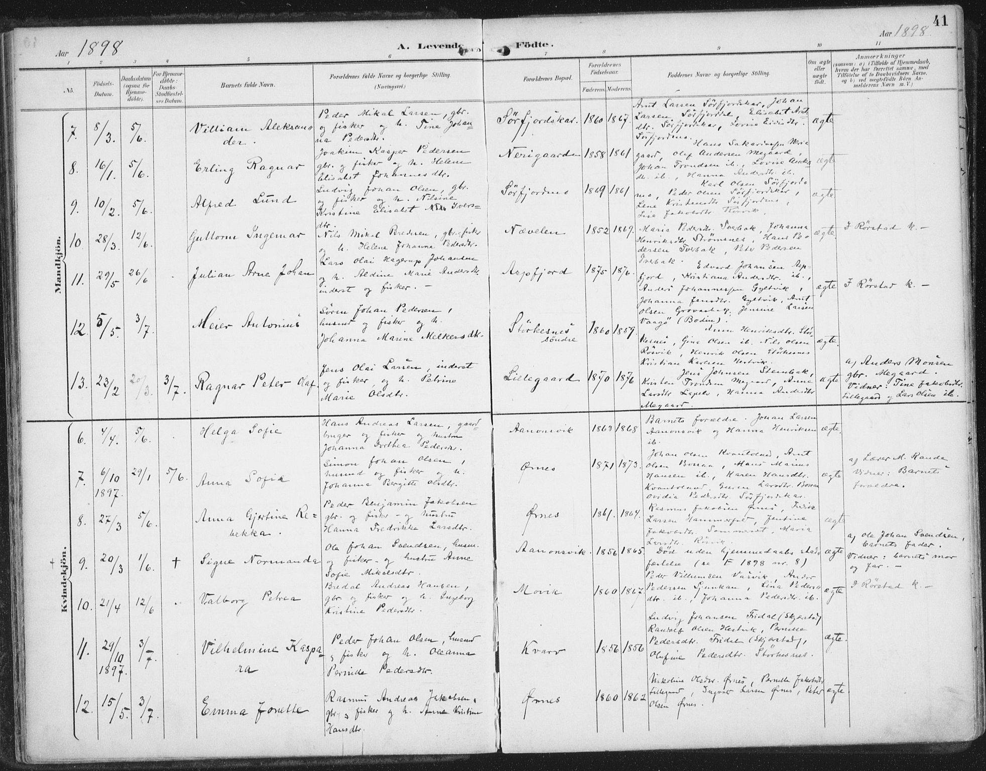 Ministerialprotokoller, klokkerbøker og fødselsregistre - Nordland, AV/SAT-A-1459/854/L0779: Ministerialbok nr. 854A02, 1892-1909, s. 41