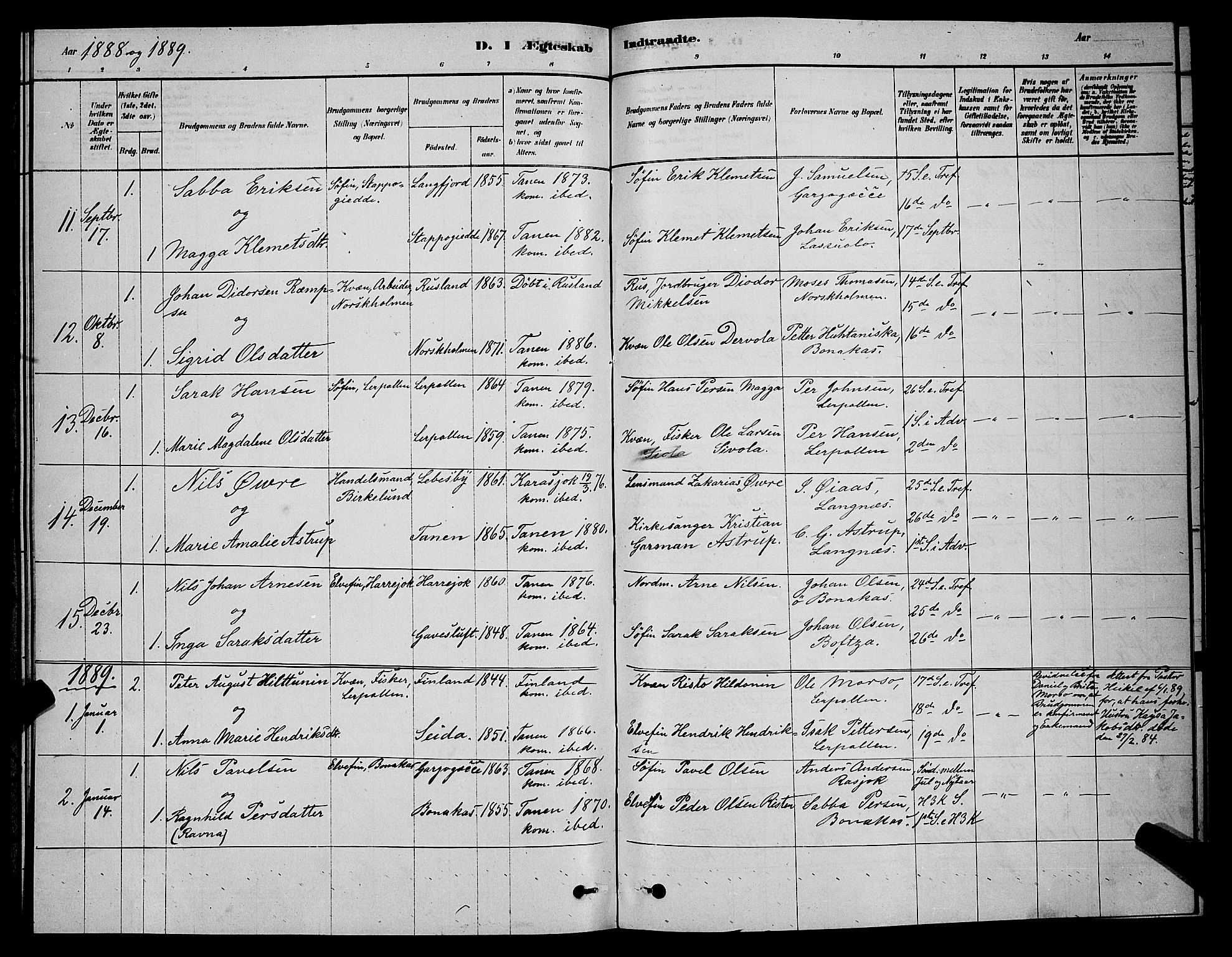 Tana sokneprestkontor, AV/SATØ-S-1334/H/Hb/L0003klokker: Klokkerbok nr. 3, 1878-1890