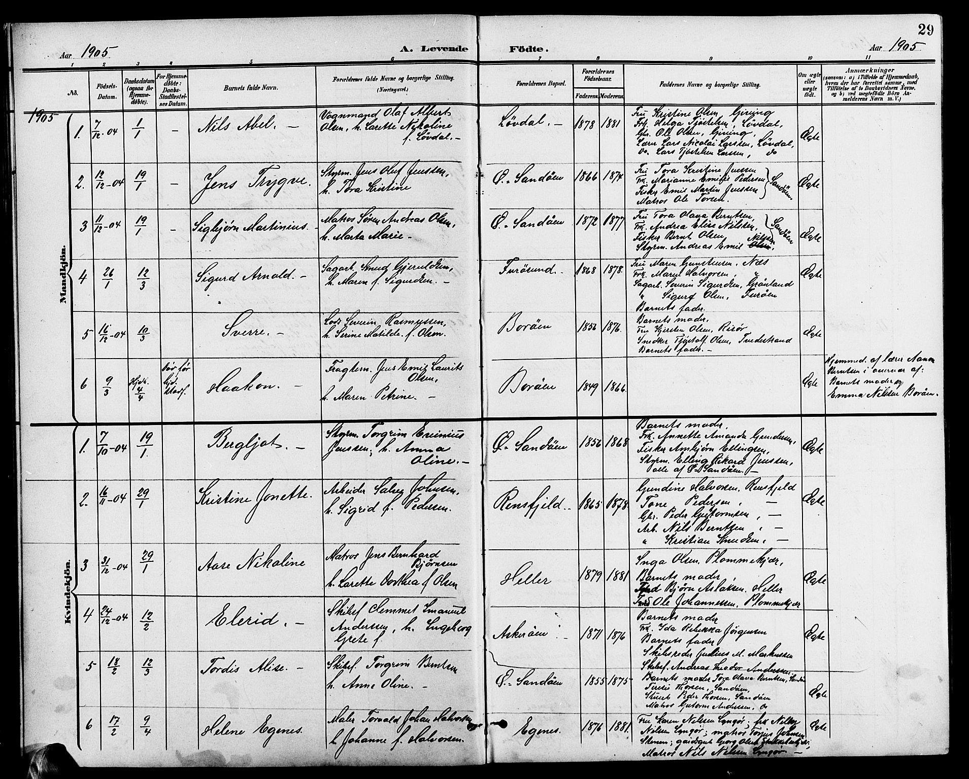 Dypvåg sokneprestkontor, AV/SAK-1111-0007/F/Fb/Fba/L0014: Klokkerbok nr. B 14, 1901-1922, s. 29