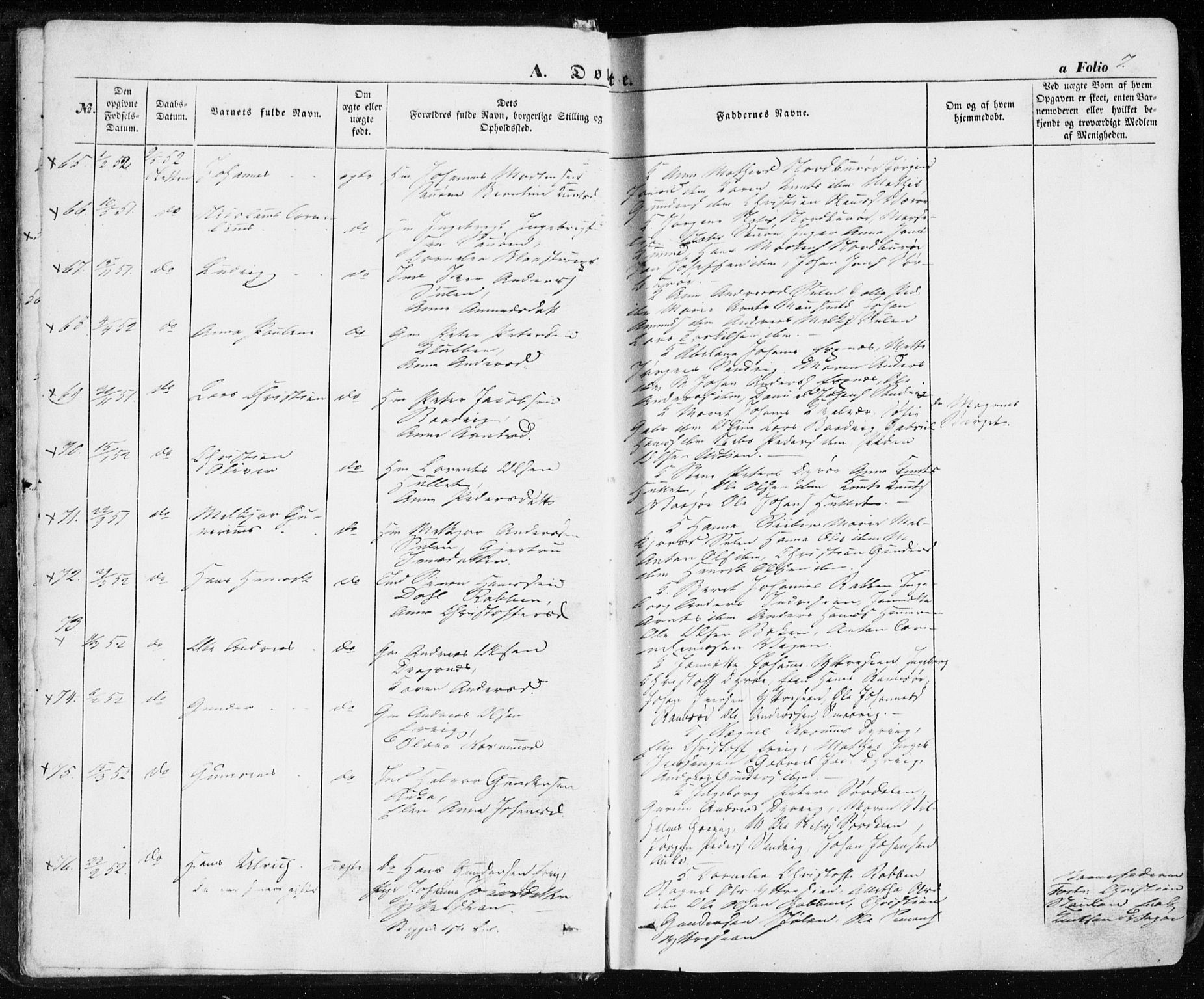 Ministerialprotokoller, klokkerbøker og fødselsregistre - Sør-Trøndelag, AV/SAT-A-1456/634/L0530: Ministerialbok nr. 634A06, 1852-1860, s. 7