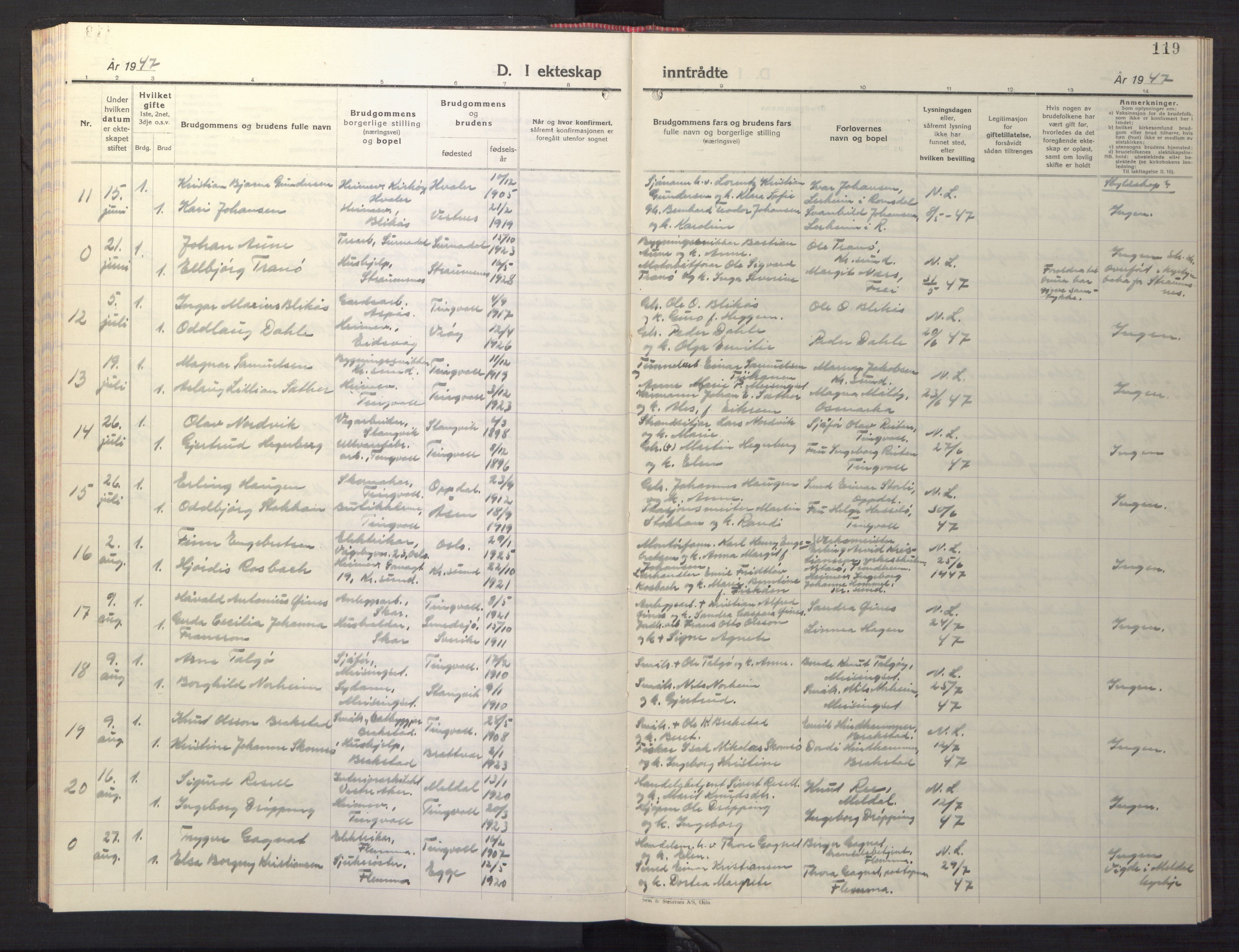 Ministerialprotokoller, klokkerbøker og fødselsregistre - Møre og Romsdal, AV/SAT-A-1454/586/L0996: Klokkerbok nr. 586C07, 1944-1949, s. 119