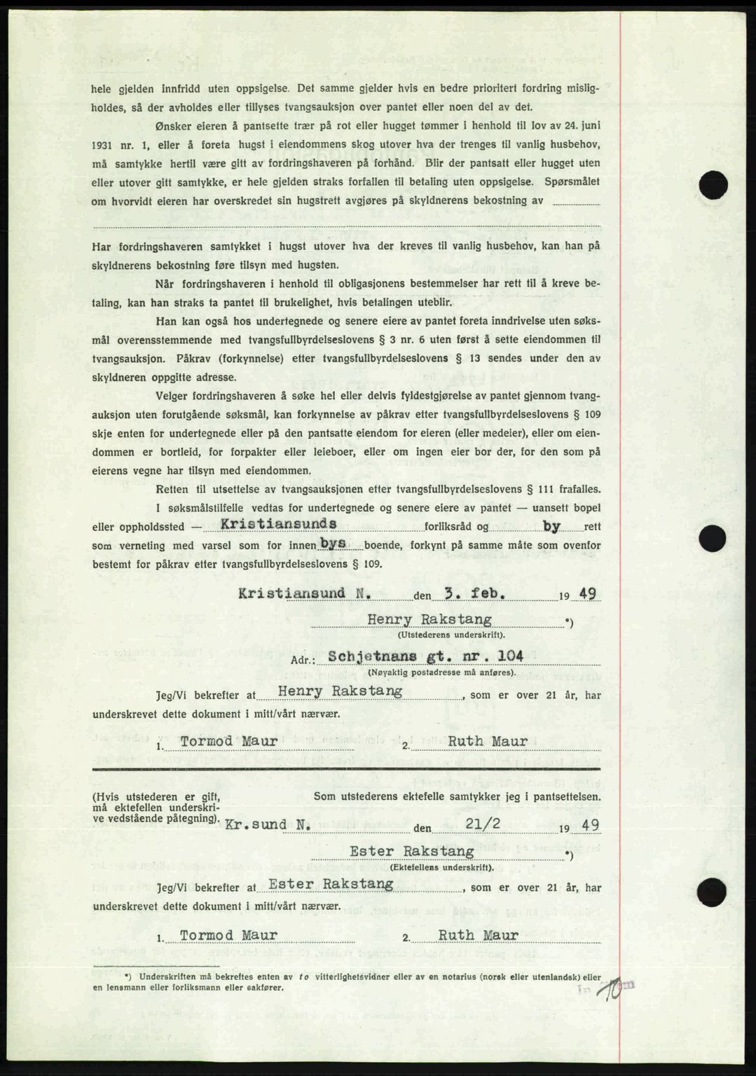 Kristiansund byfogd, AV/SAT-A-4587/A/27: Pantebok nr. 45, 1948-1949, Dagboknr: 328/1949