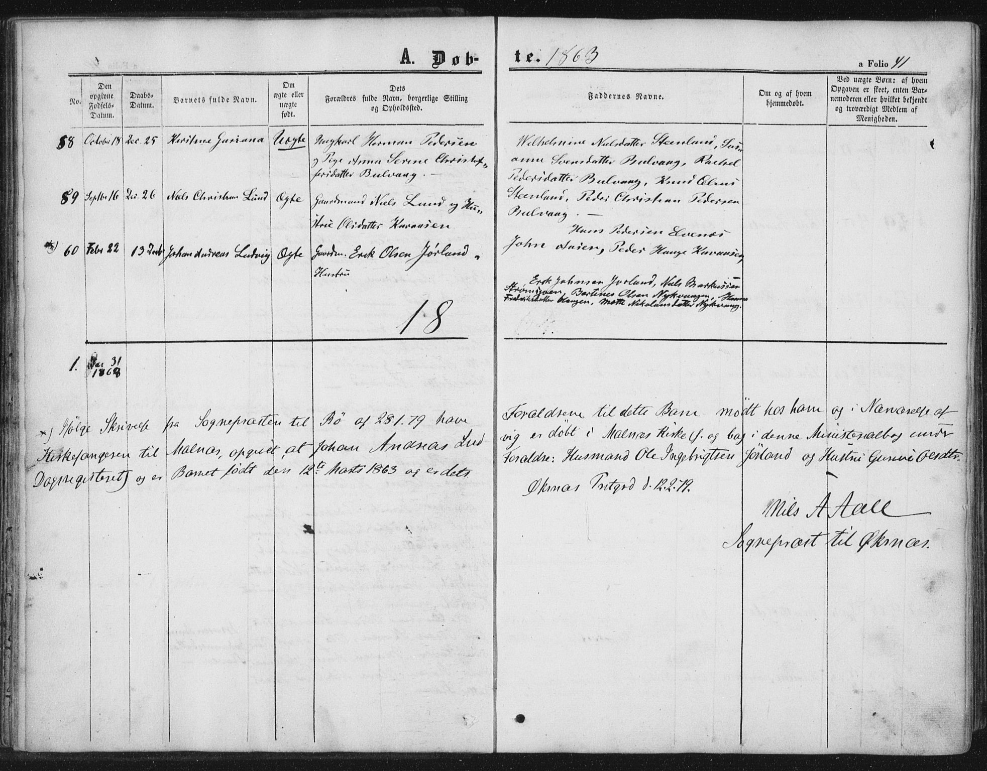 Ministerialprotokoller, klokkerbøker og fødselsregistre - Nordland, AV/SAT-A-1459/893/L1333: Ministerialbok nr. 893A06, 1858-1866, s. 41