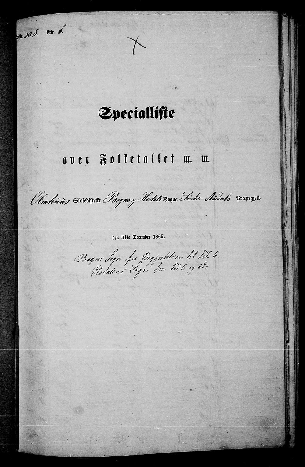 RA, Folketelling 1865 for 0540P Sør-Aurdal prestegjeld, 1865, s. 111