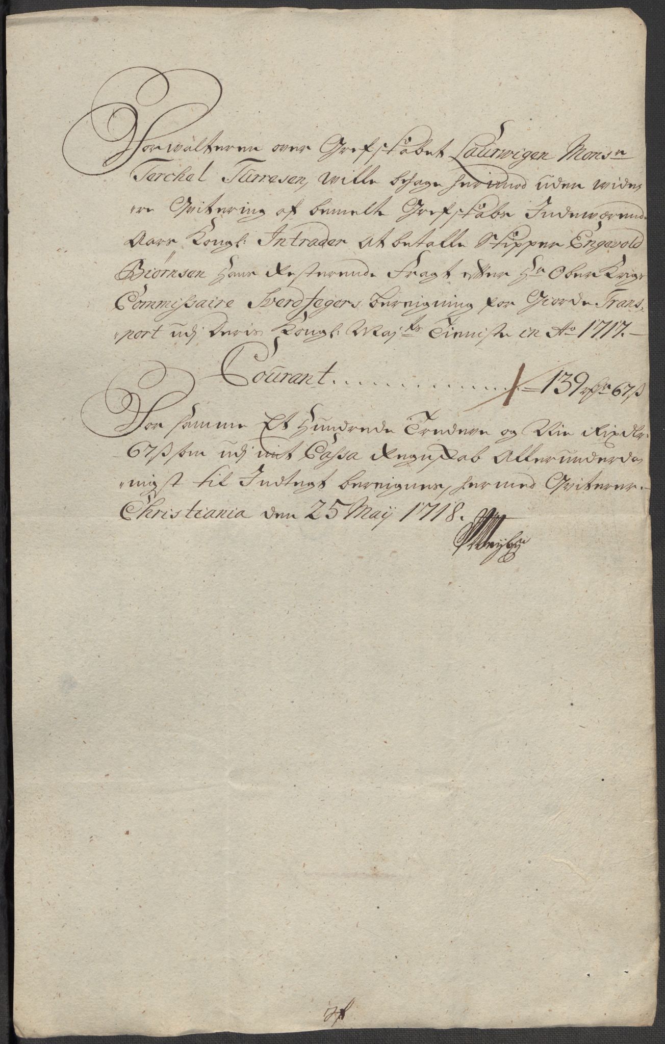 Rentekammeret inntil 1814, Reviderte regnskaper, Fogderegnskap, RA/EA-4092/R33/L1988: Fogderegnskap Larvik grevskap, 1718, s. 265