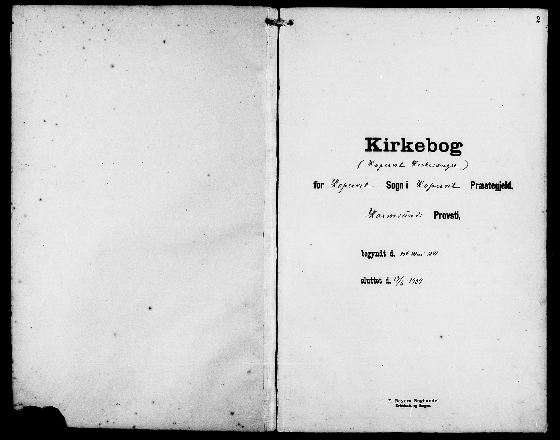 Kopervik sokneprestkontor, AV/SAST-A-101850/H/Ha/Hab/L0003: Klokkerbok nr. B 3, 1891-1909, s. 2