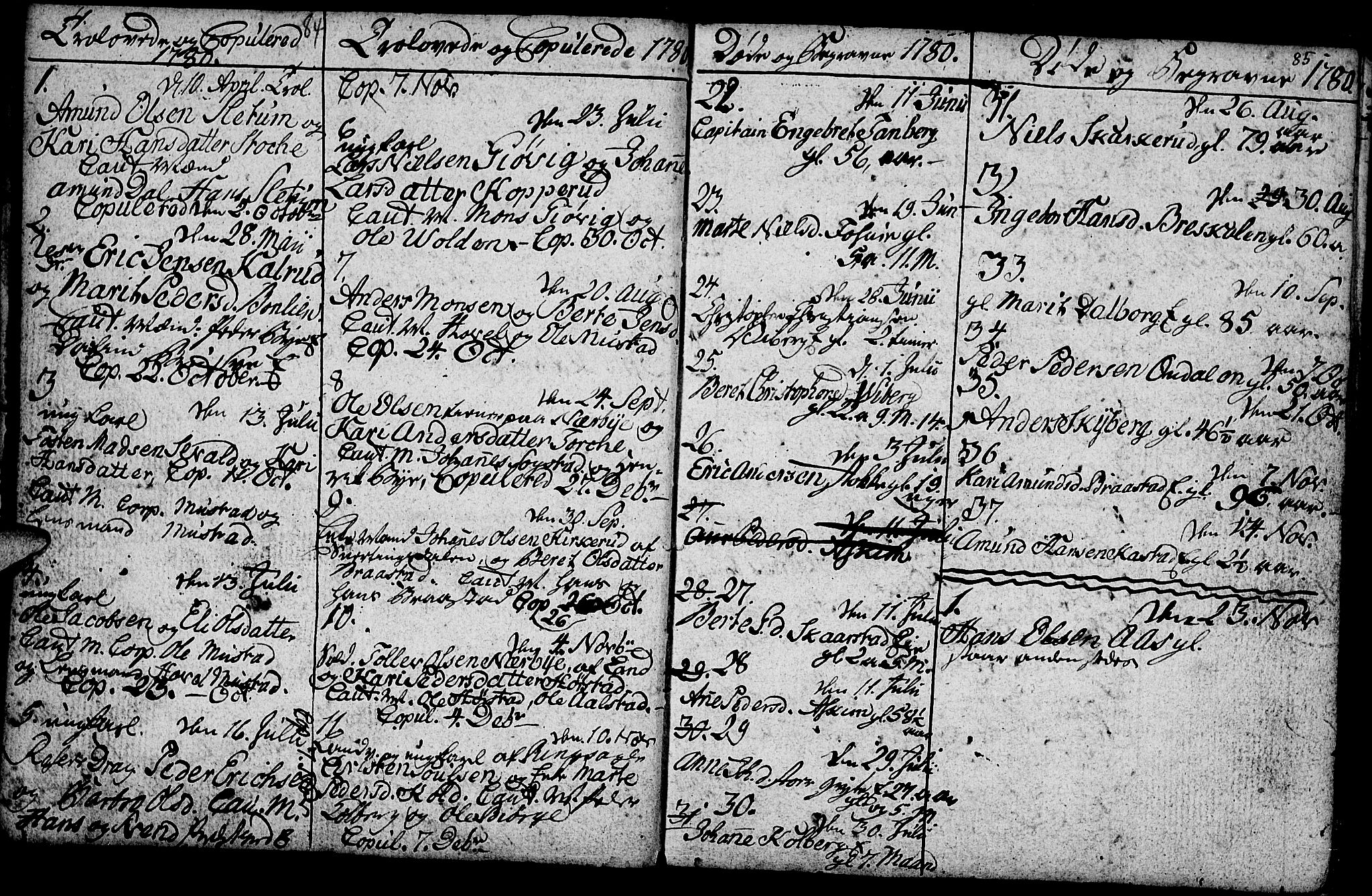 Vardal prestekontor, AV/SAH-PREST-100/H/Ha/Hab/L0001: Klokkerbok nr. 1, 1771-1790, s. 84-85