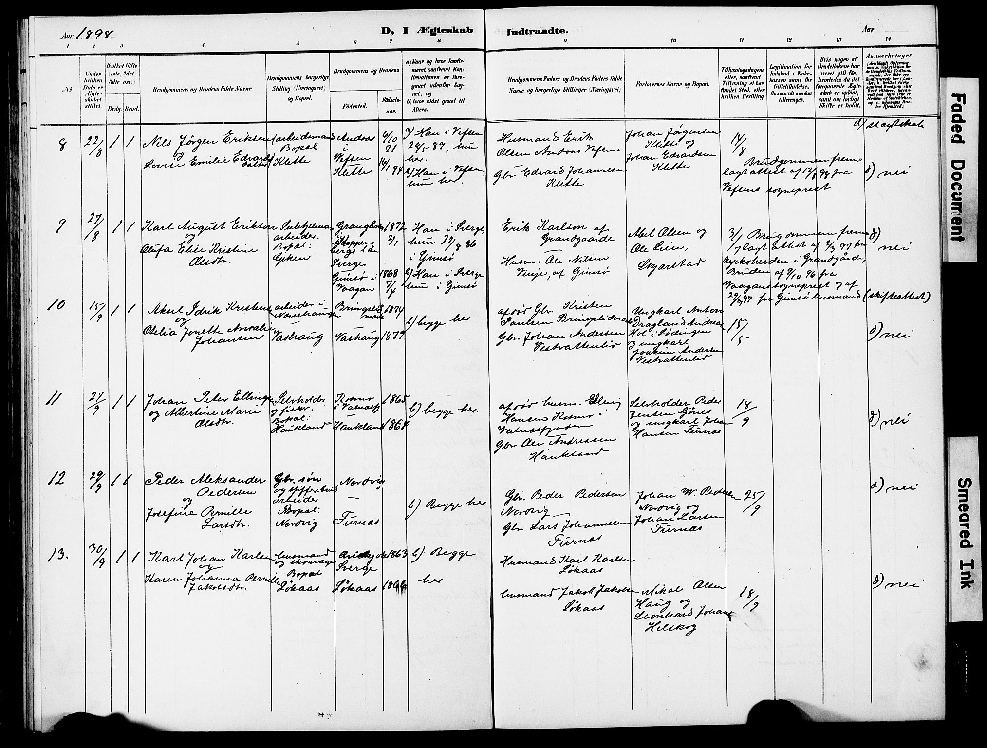 Ministerialprotokoller, klokkerbøker og fødselsregistre - Nordland, SAT/A-1459/852/L0755: Klokkerbok nr. 852C06, 1895-1902