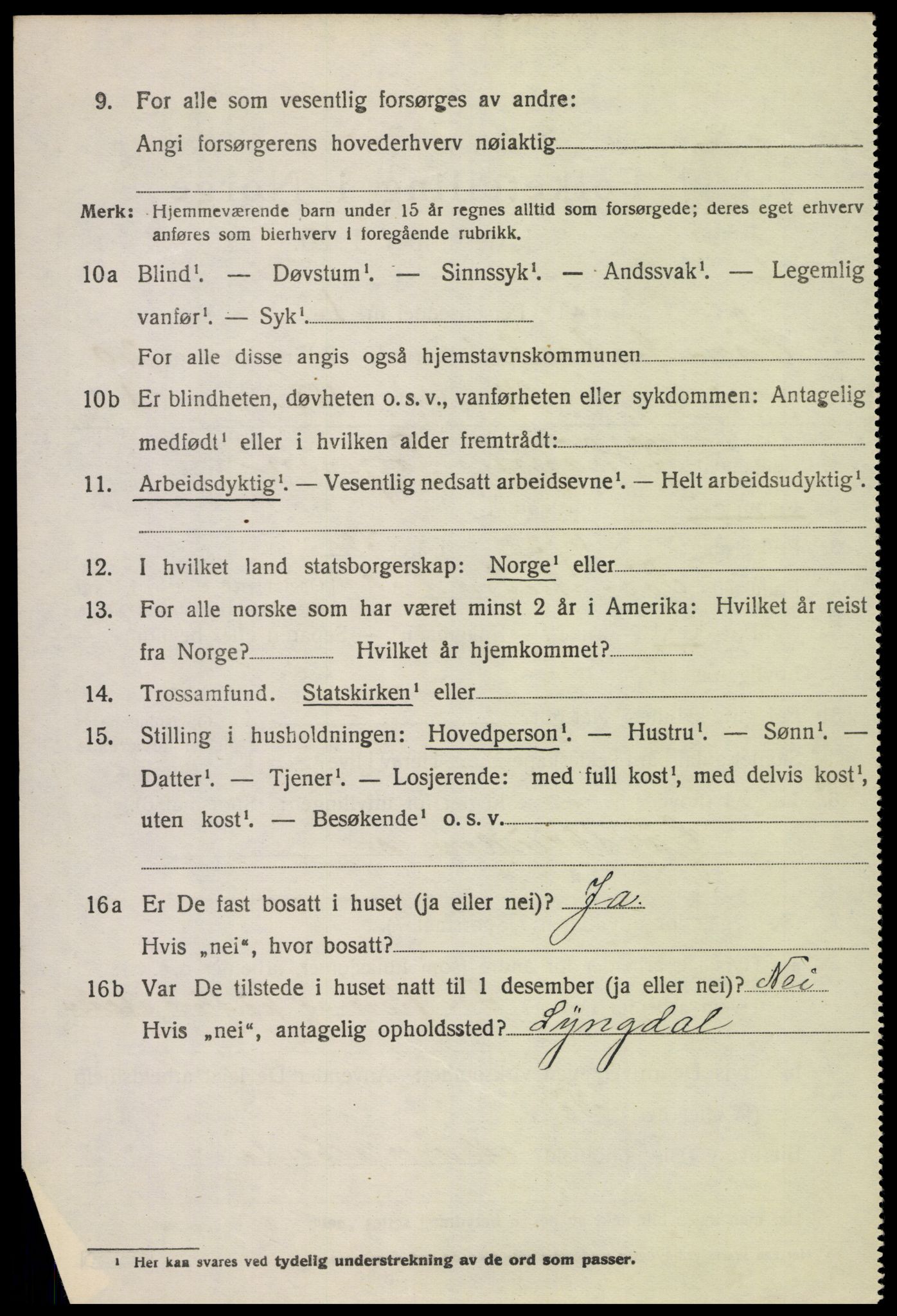 SAK, Folketelling 1920 for 1029 Sør-Audnedal herred, 1920, s. 6914