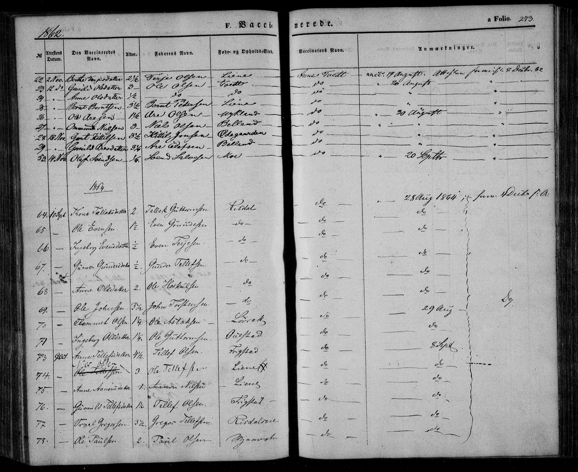 Åmli sokneprestkontor, AV/SAK-1111-0050/F/Fa/Fac/L0008: Ministerialbok nr. A 8, 1852-1869, s. 274