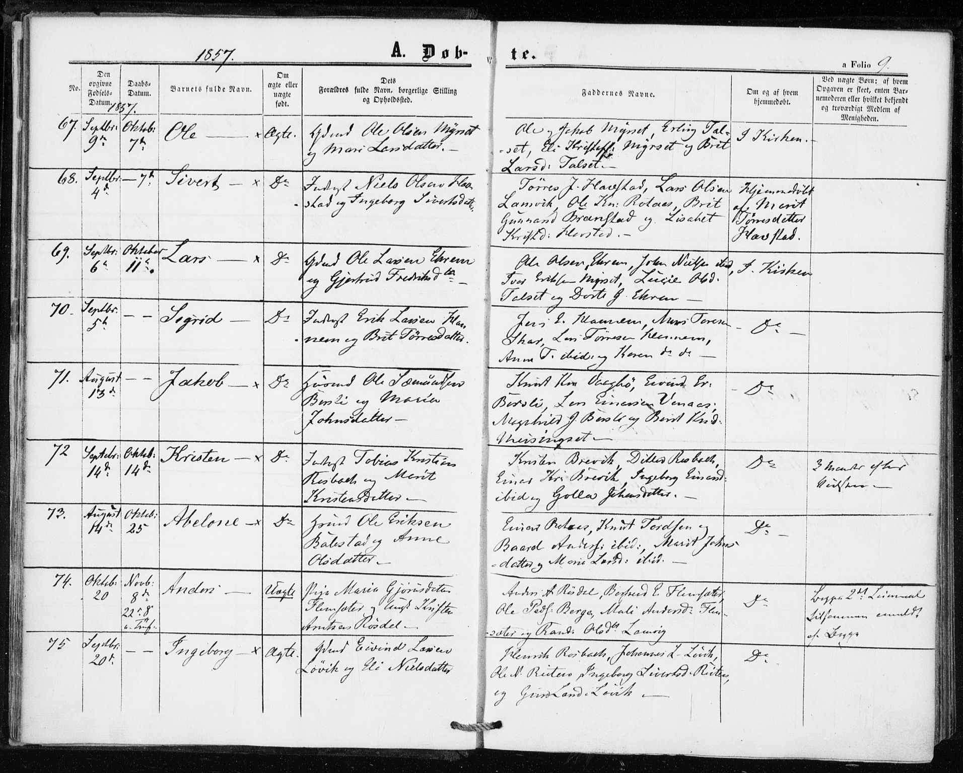 Ministerialprotokoller, klokkerbøker og fødselsregistre - Møre og Romsdal, AV/SAT-A-1454/586/L0985: Ministerialbok nr. 586A11, 1857-1866, s. 9