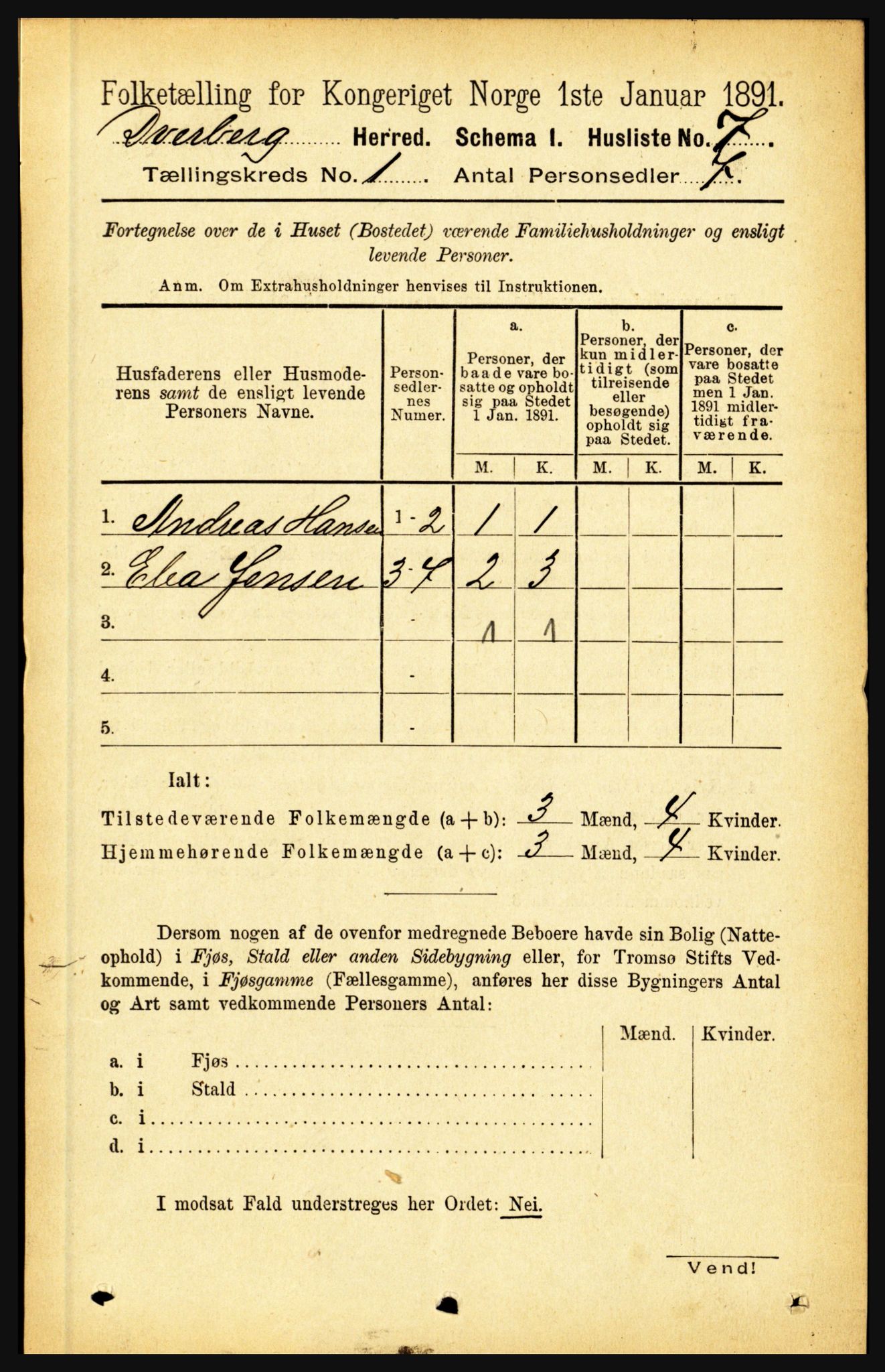 RA, Folketelling 1891 for 1872 Dverberg herred, 1891, s. 30