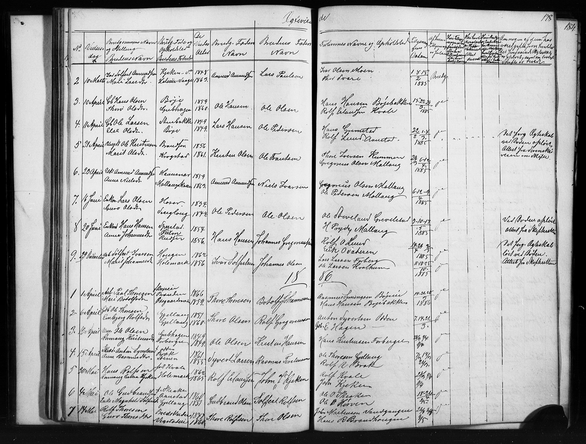 Skjåk prestekontor, AV/SAH-PREST-072/H/Ha/Hab/L0001: Klokkerbok nr. 1, 1865-1893, s. 178