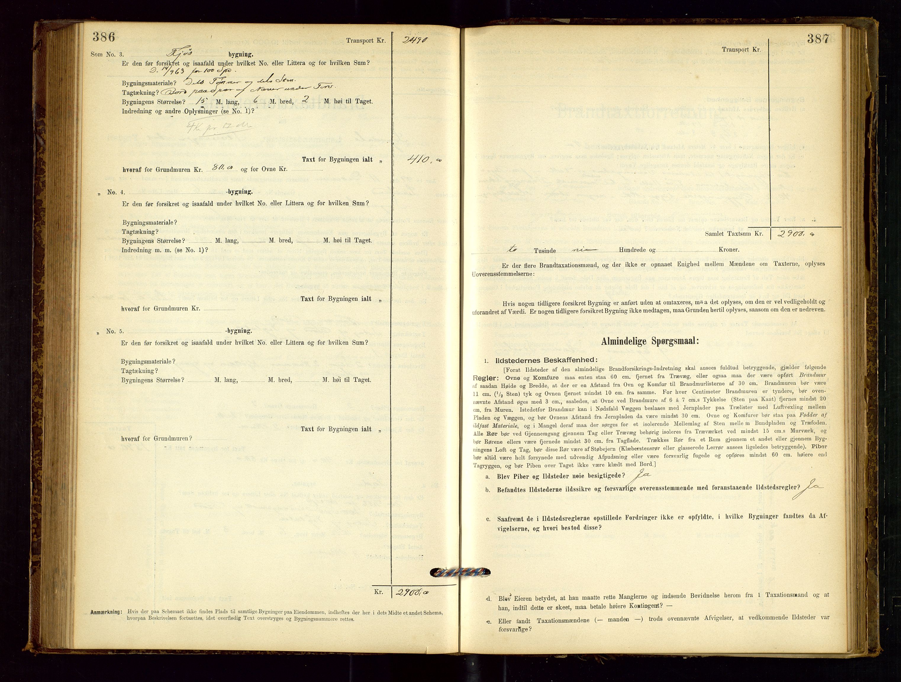 Sokndal lensmannskontor, AV/SAST-A-100417/Gob/L0001: "Brandtaxt-Protokol", 1895-1902, s. 386-387