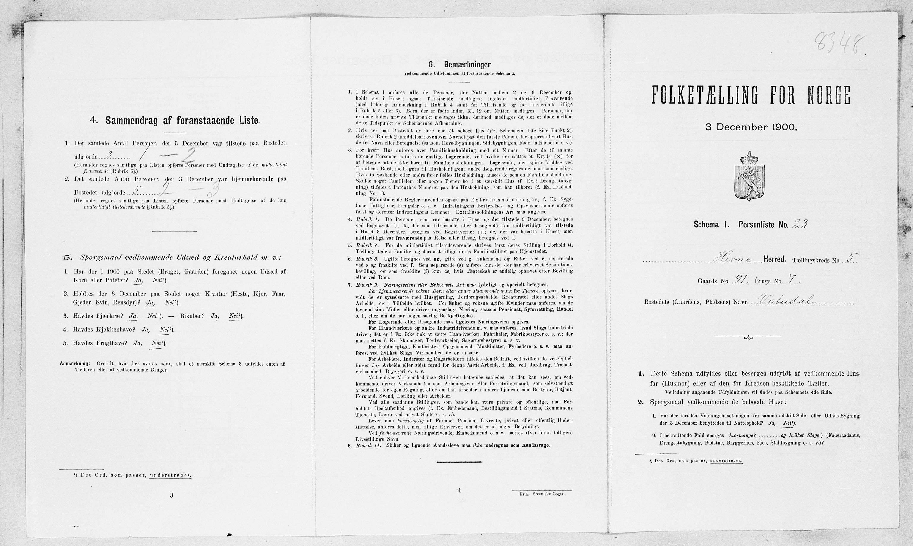 SAT, Folketelling 1900 for 1612 Hemne herred, 1900, s. 535
