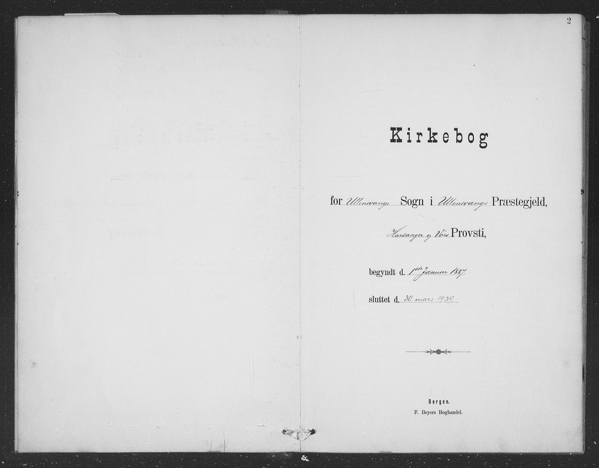 Ullensvang sokneprestembete, SAB/A-78701/H/Hab: Klokkerbok nr. B 11, 1887-1939, s. 2