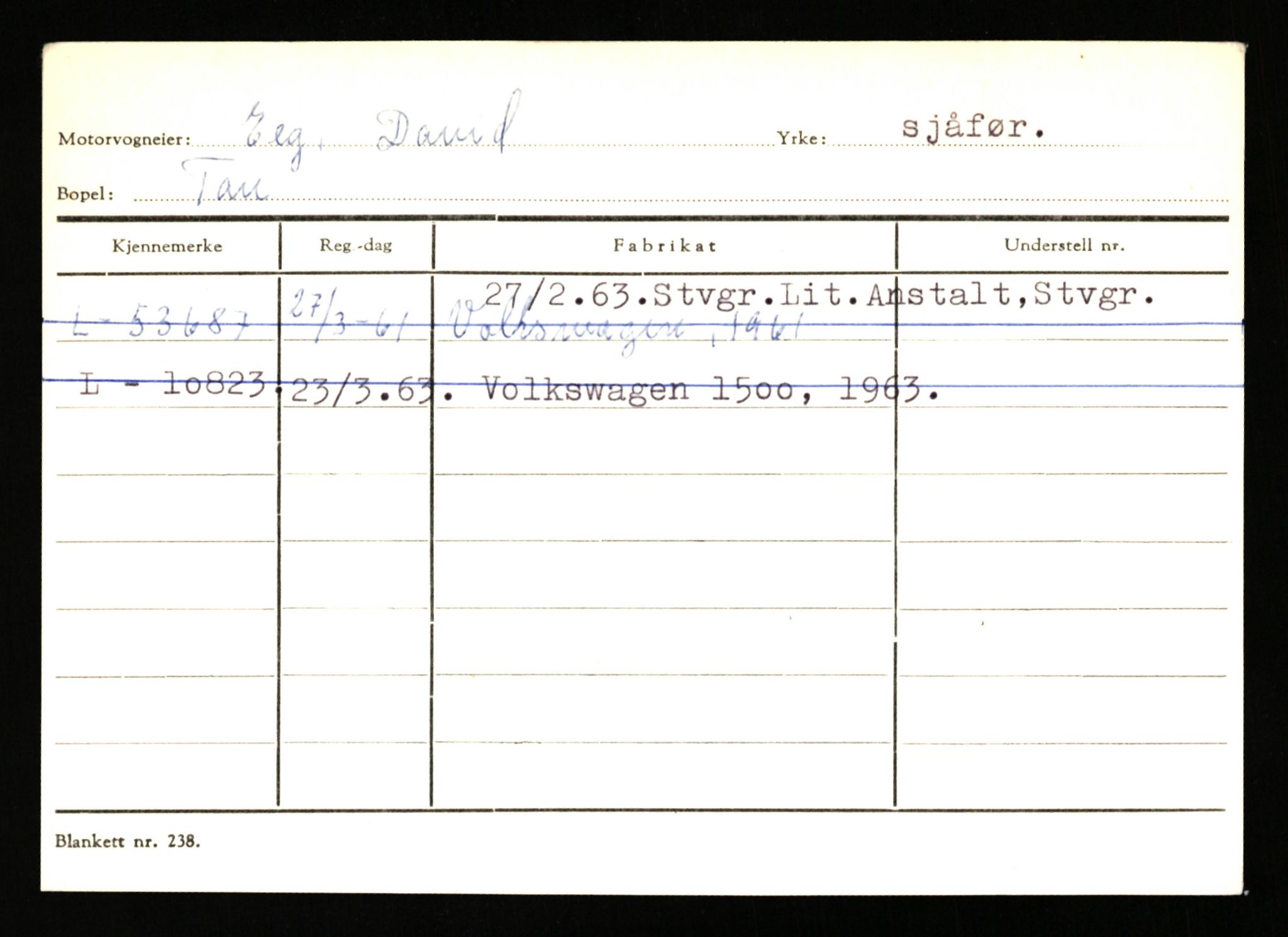 Stavanger trafikkstasjon, SAST/A-101942/0/H/L0006: Dalva - Egersund, 1930-1971, s. 1831