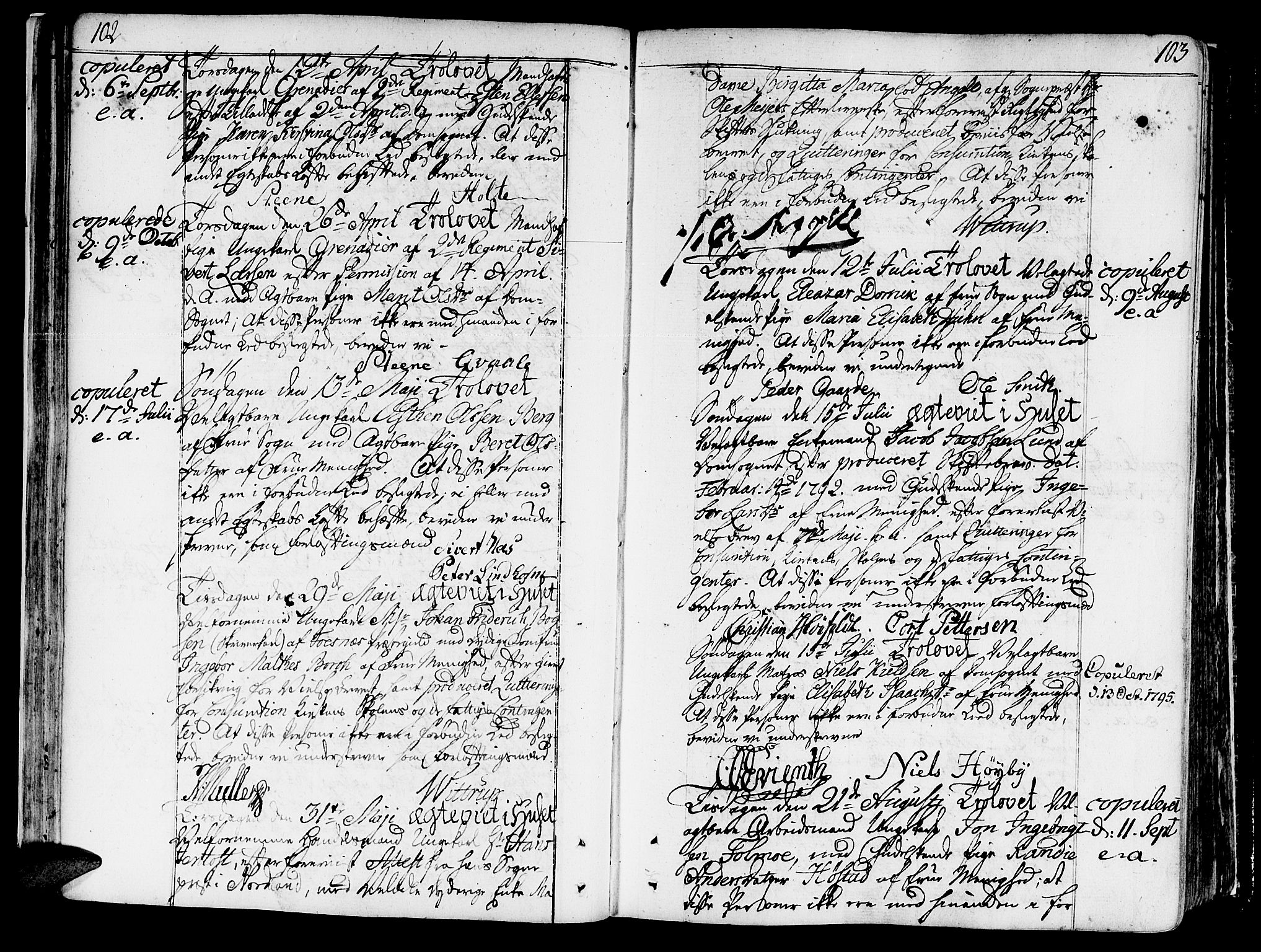 Ministerialprotokoller, klokkerbøker og fødselsregistre - Sør-Trøndelag, SAT/A-1456/602/L0105: Ministerialbok nr. 602A03, 1774-1814, s. 102-103