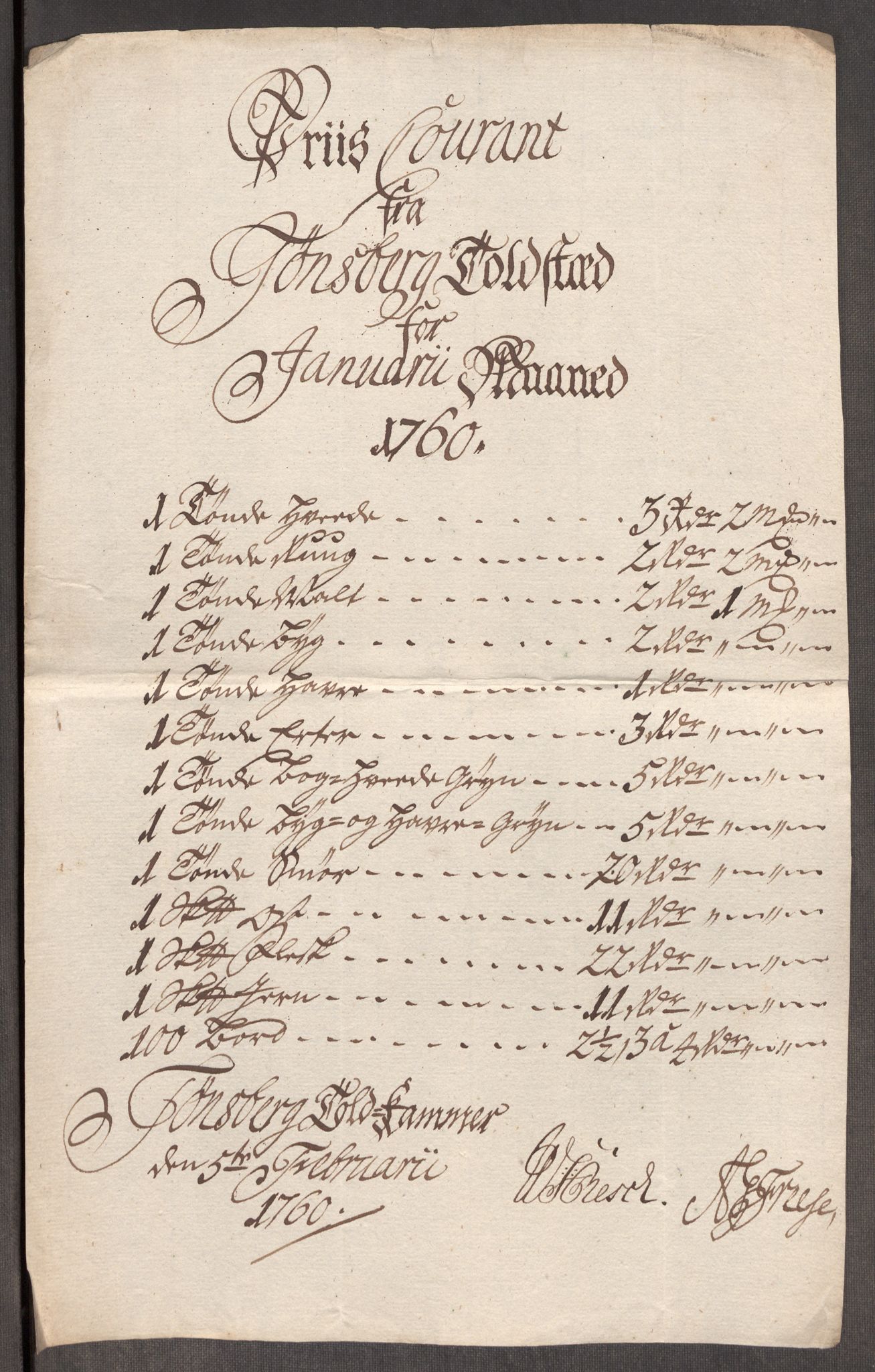 RA, Rentekammeret inntil 1814, Realistisk ordnet avdeling, Oe/L0006: [Ø1]: Priskuranter, 1758-1760, s. 786