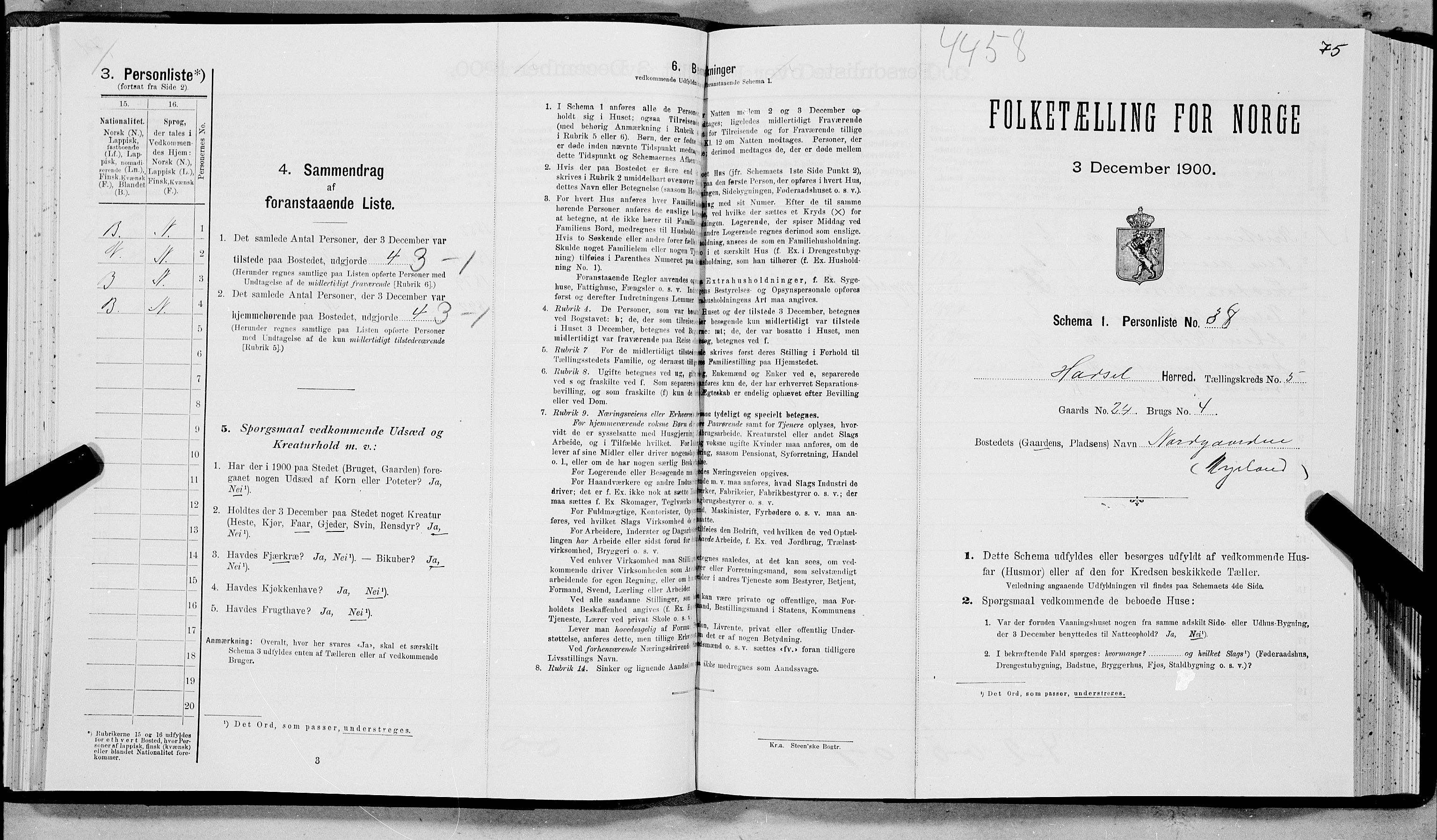 SAT, Folketelling 1900 for 1866 Hadsel herred, 1900, s. 540