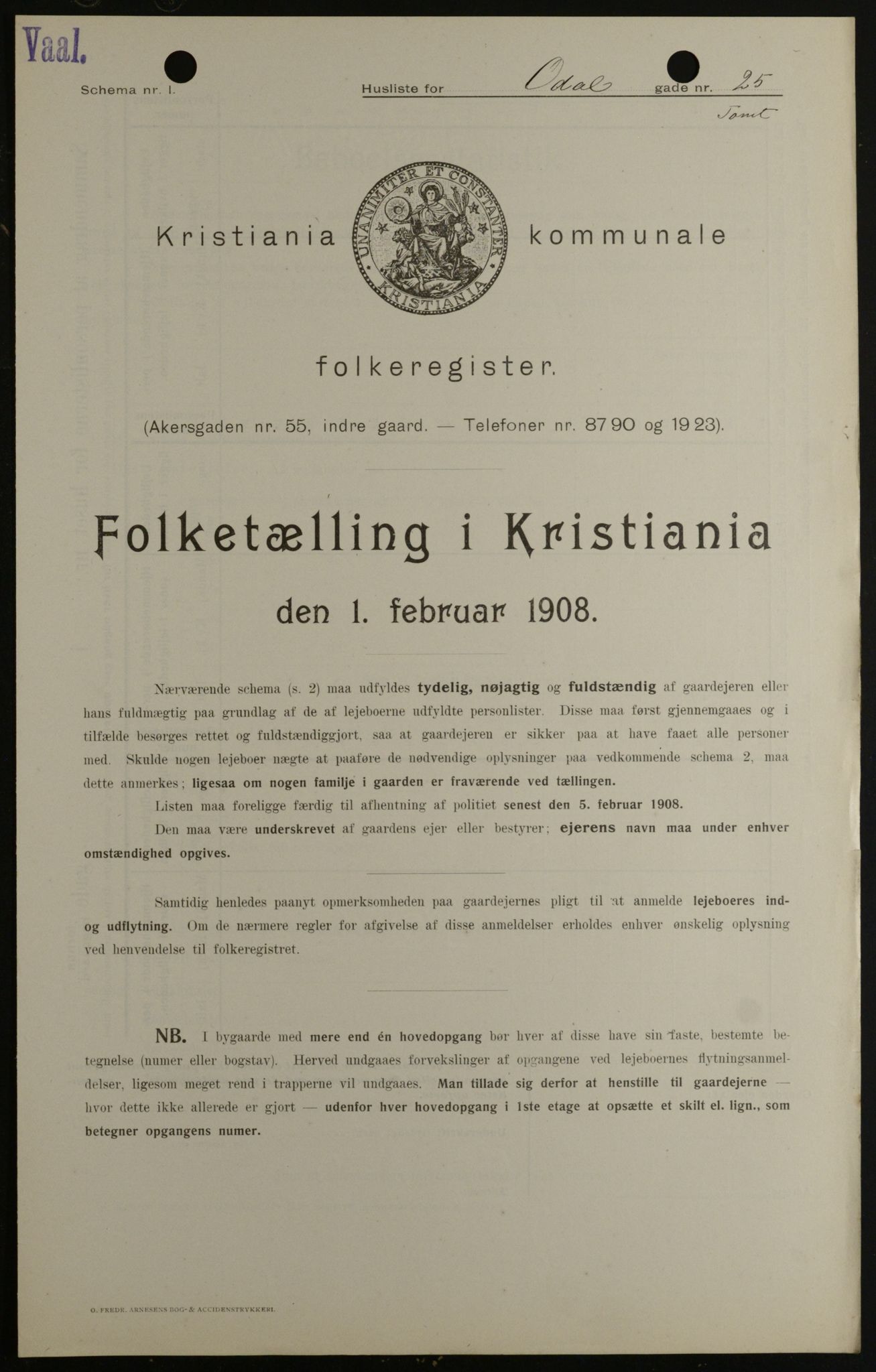 OBA, Kommunal folketelling 1.2.1908 for Kristiania kjøpstad, 1908, s. 66920